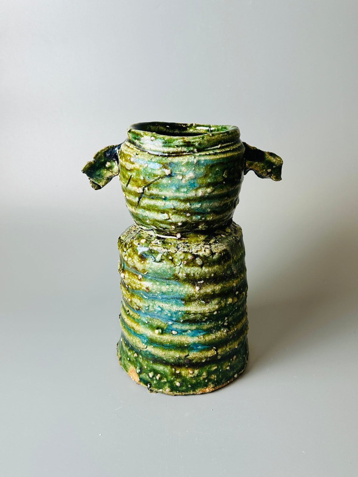 Shiga-oribe hanaire flower vase A340
