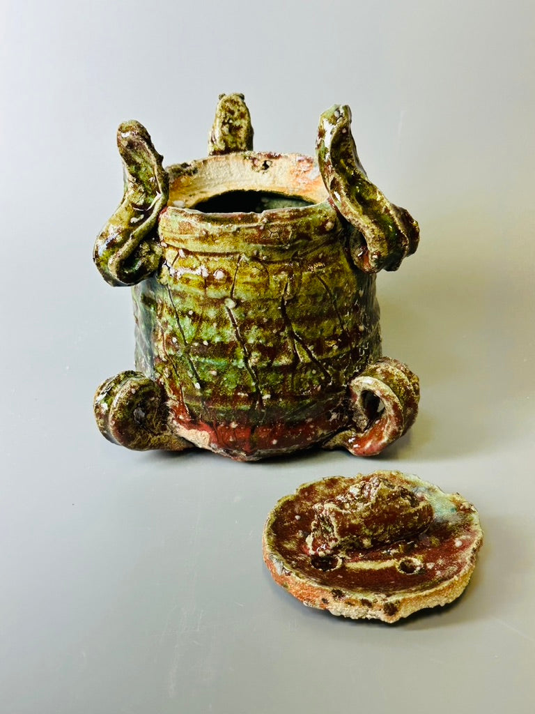 Shiga Oribe incense burner for cones A284