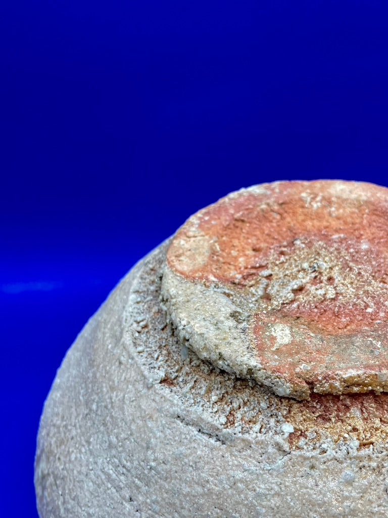 Large katakuchi, pouring bowl, chirimen kodai, Shigaraki yaki, unglazed woodfired stoneware, feldspar inclusions S049
