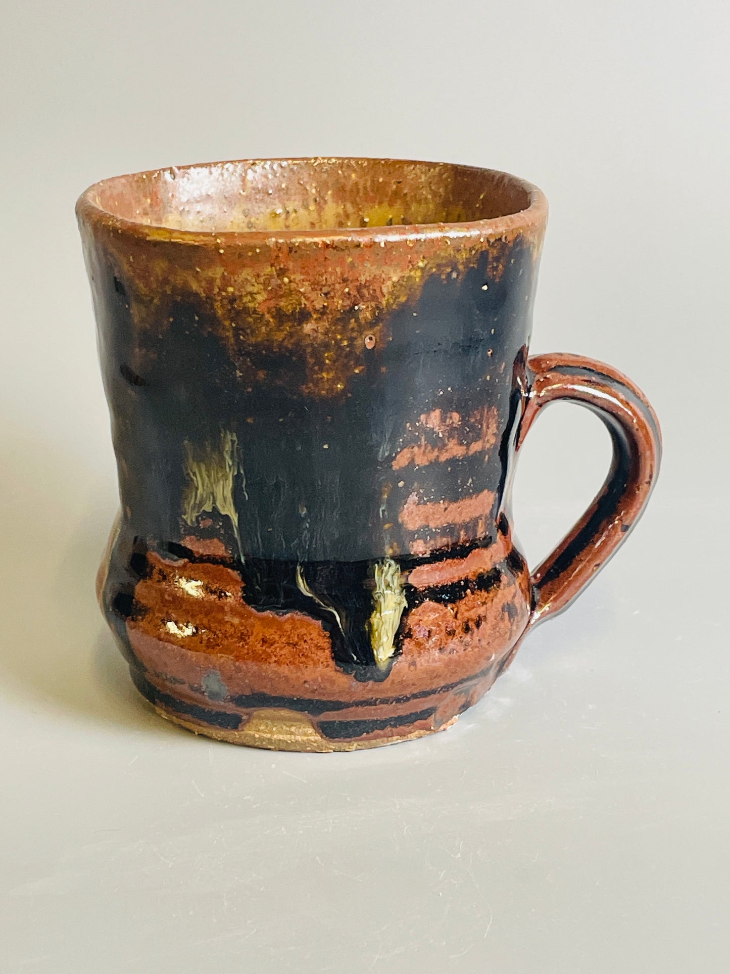 Mug, temmoku, ash, T1134