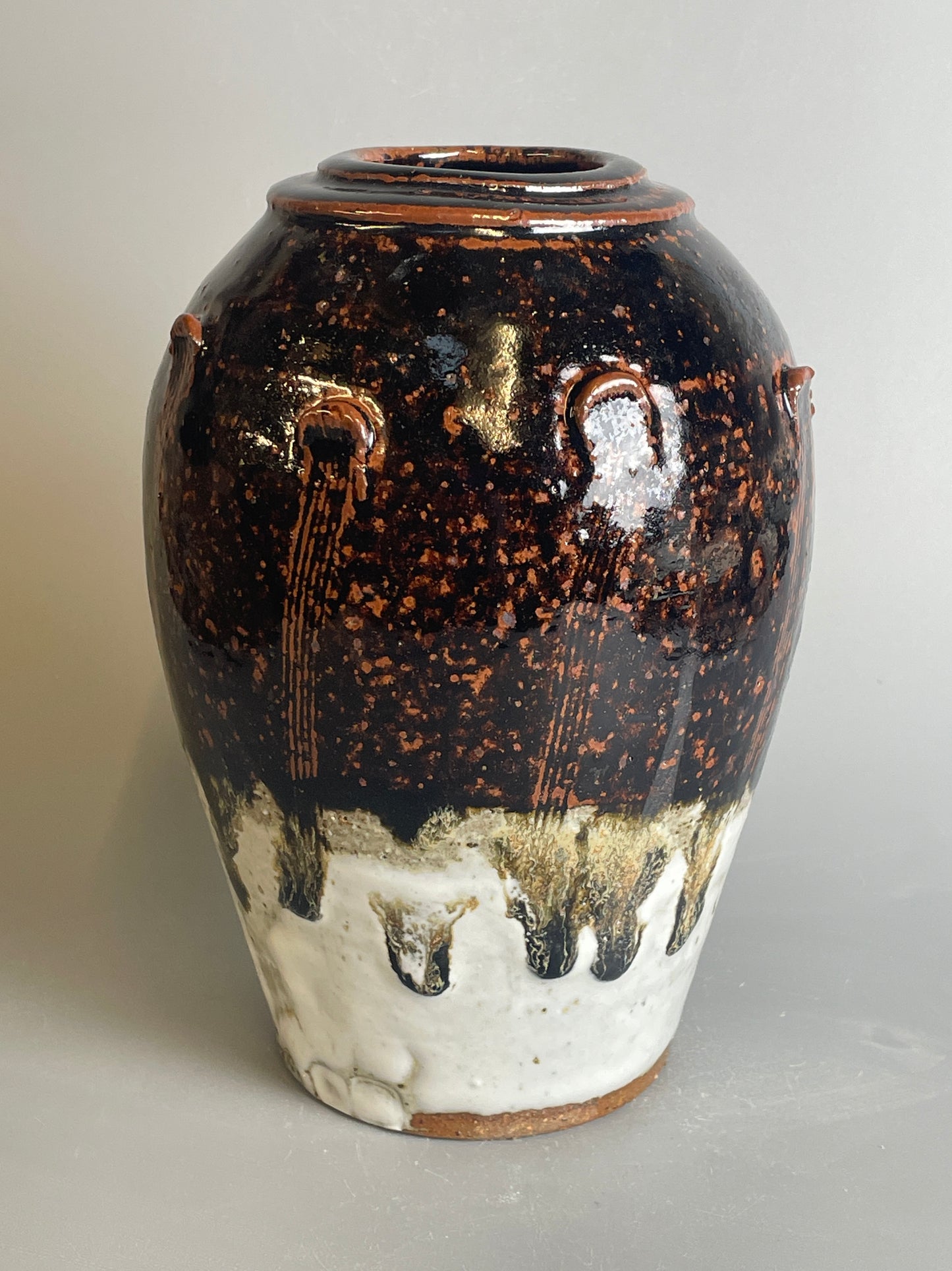 Medium bottle vase, temmoku, Nuka, T1201