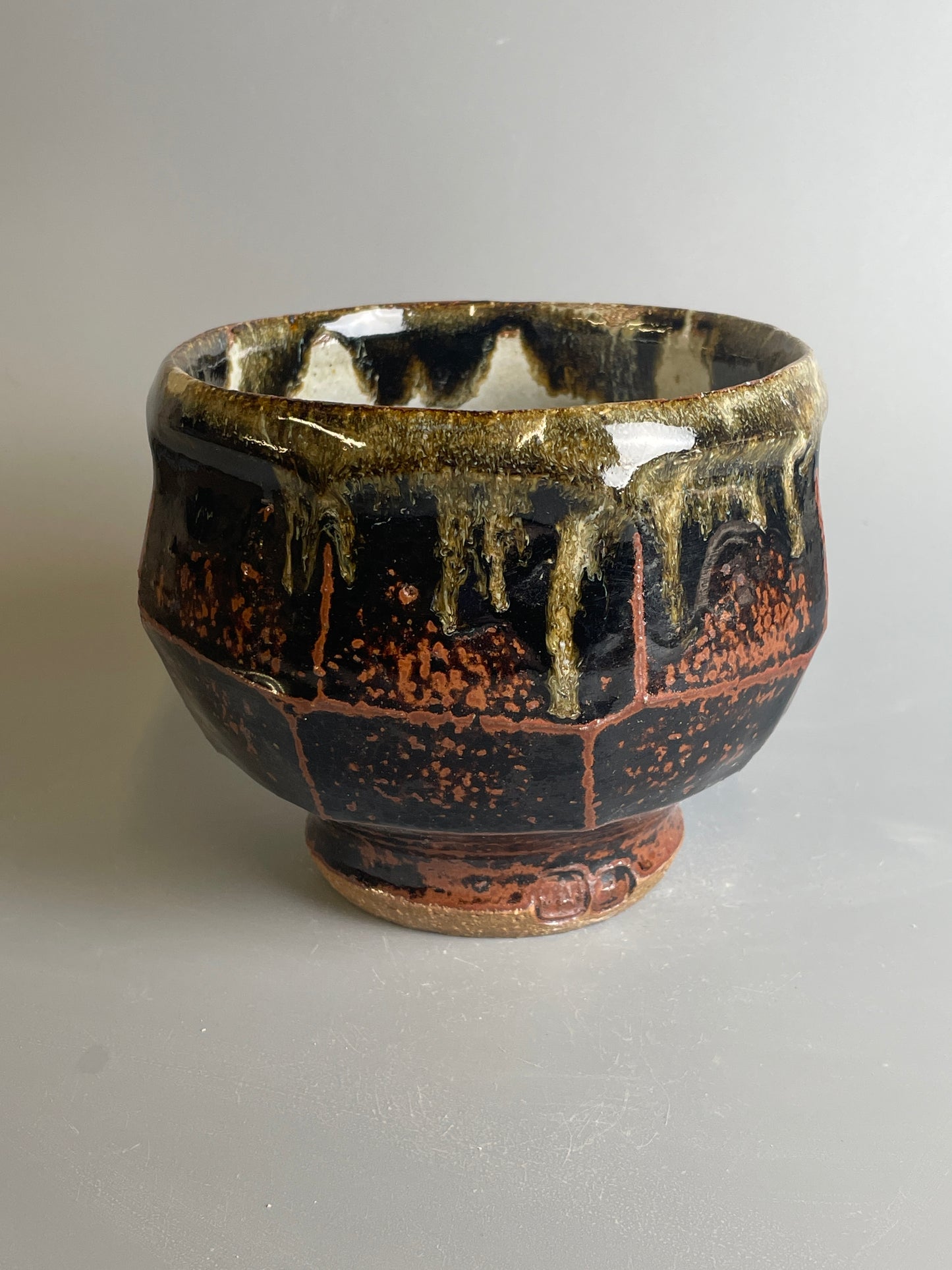 Bowl, faceted, temmoku, nuka, T1222