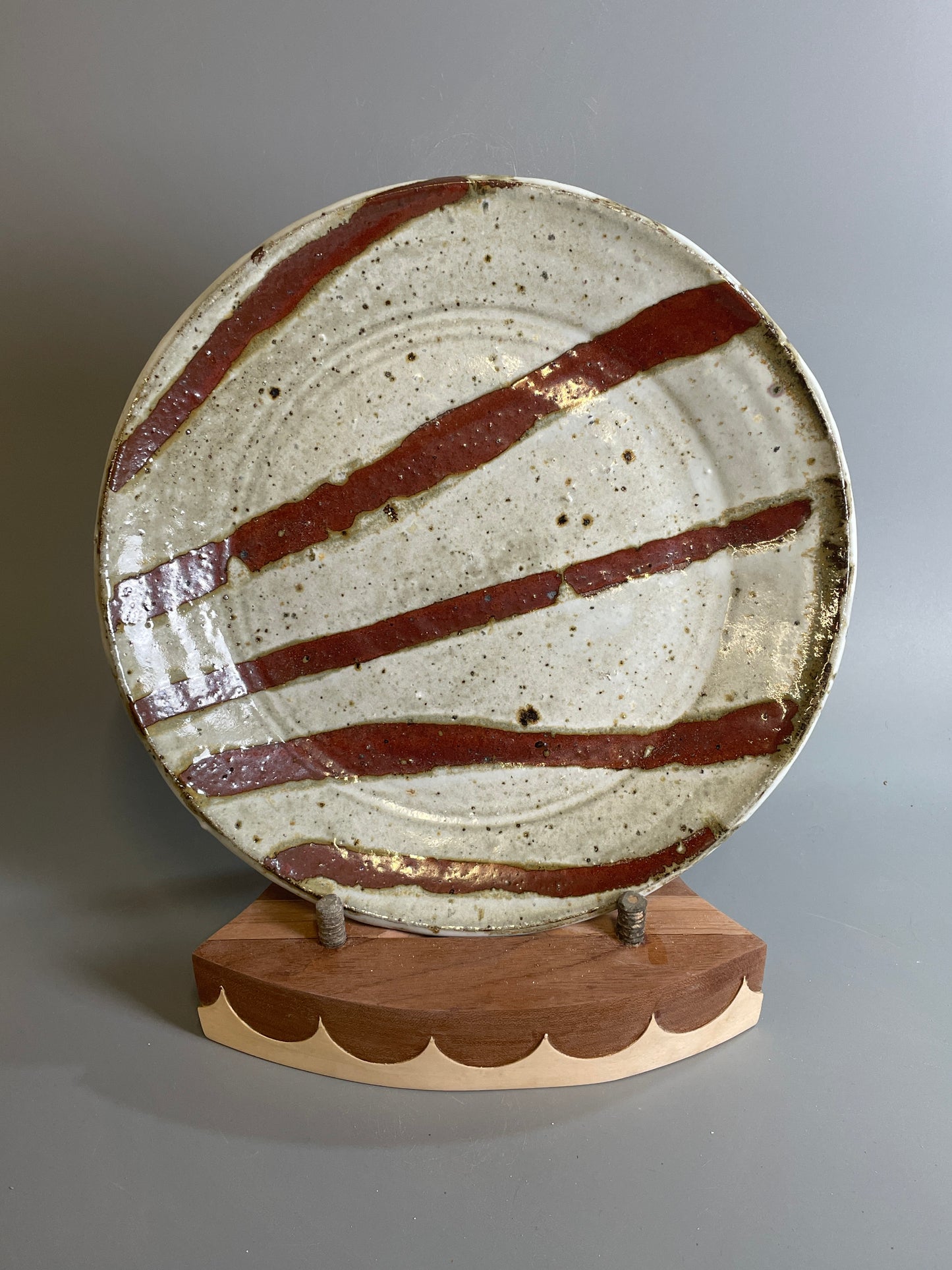 Large plate, nuka, kaki, T1317