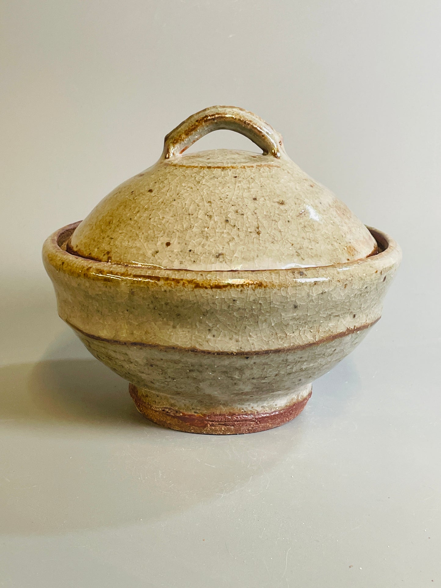Bowl and cover, shino, T1324