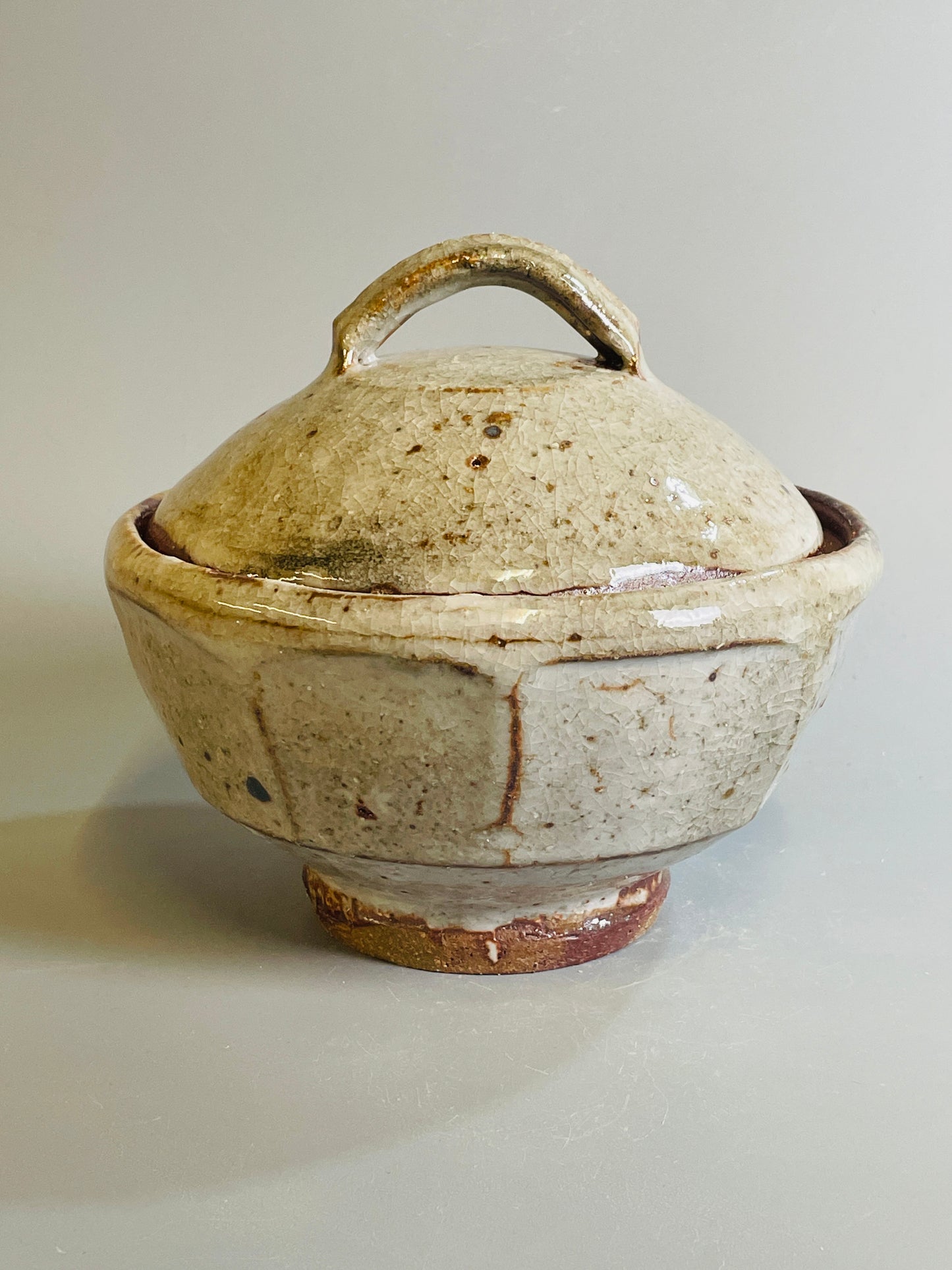 Bowl and cover, shino, T1327