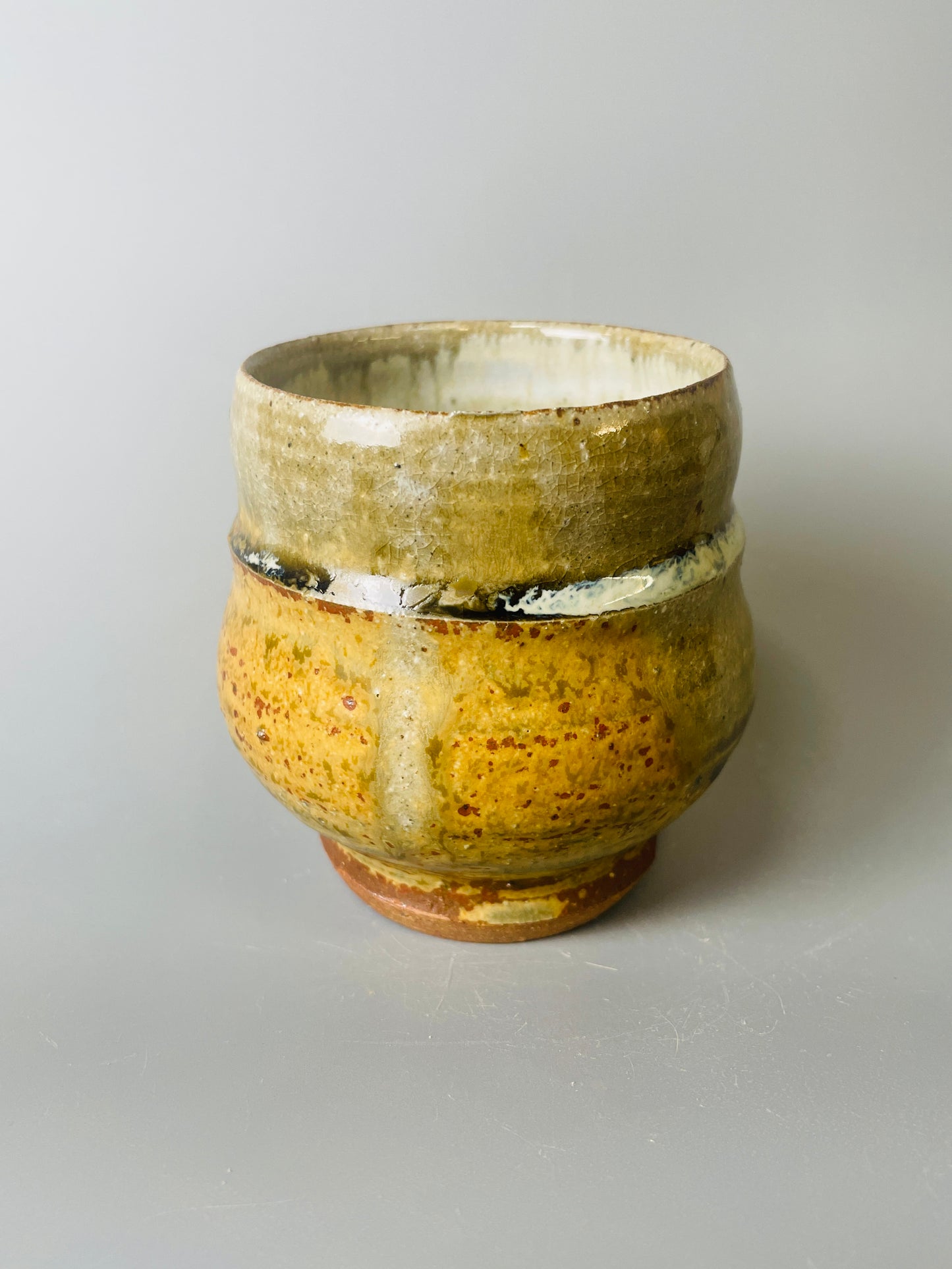 Yunomi, ridged, ash, nuka T1478