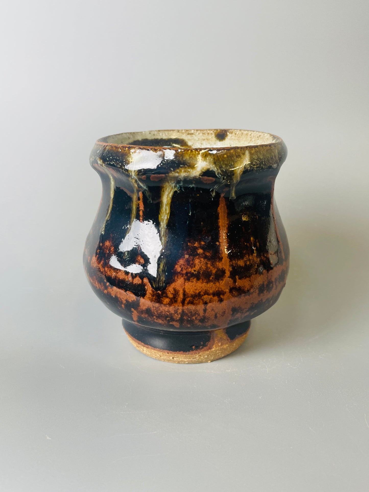 yunomi, faceted, temmoku, nuka T1481