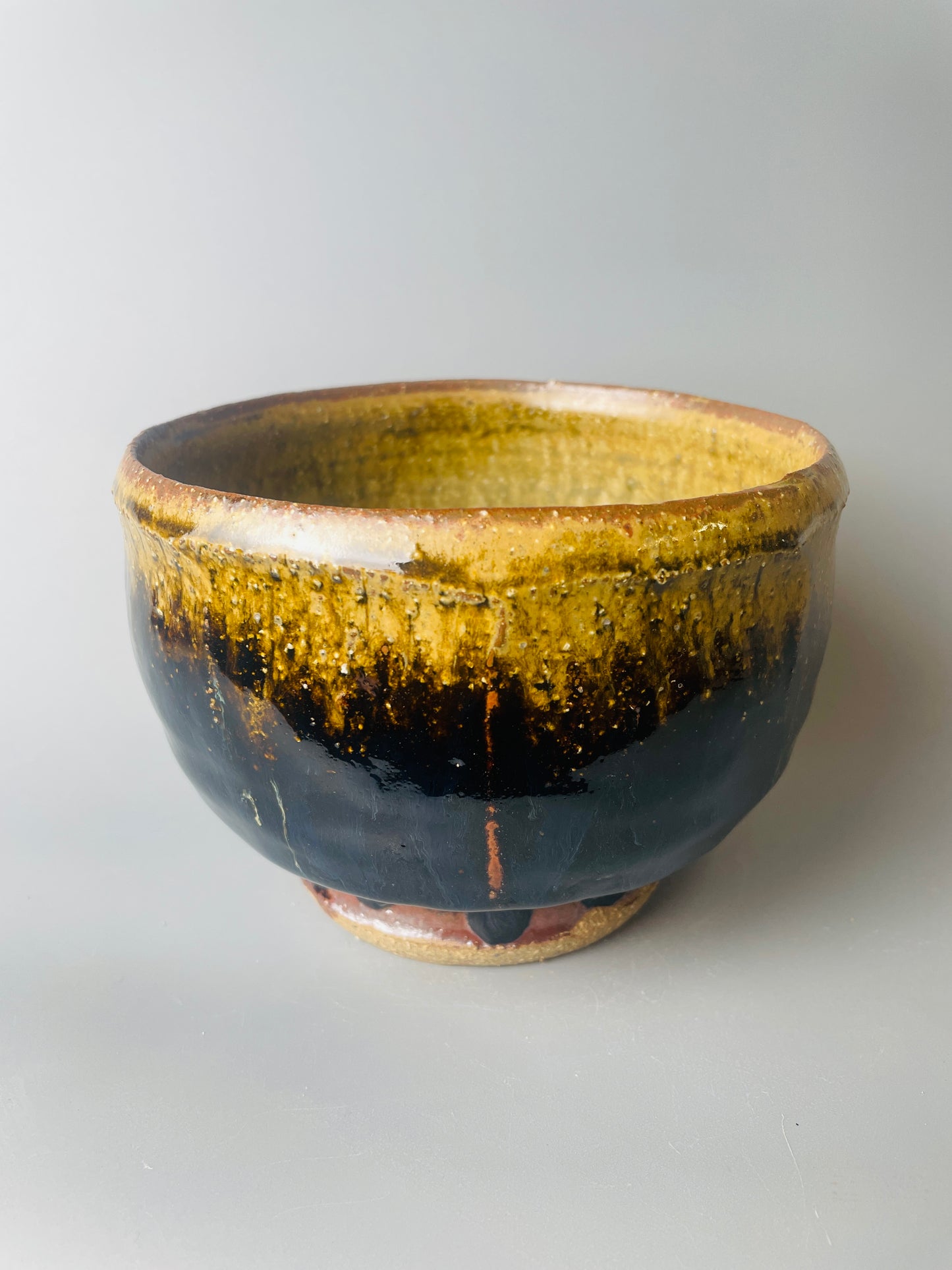 Bowl, faceted, temmoku, ash T1498