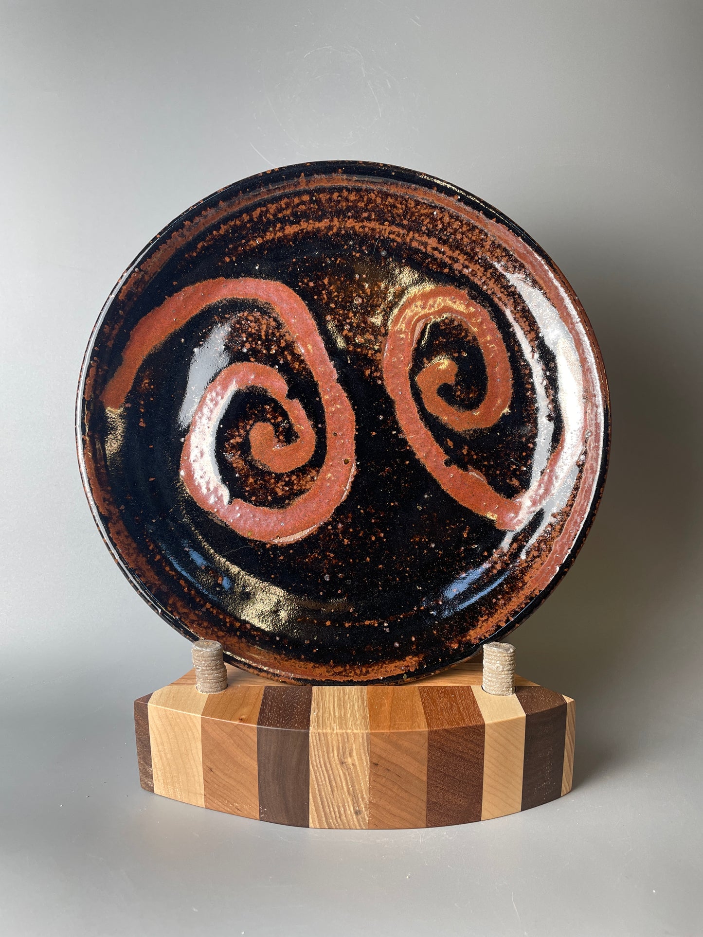 Medium plate, temmoku, kaki, T1519