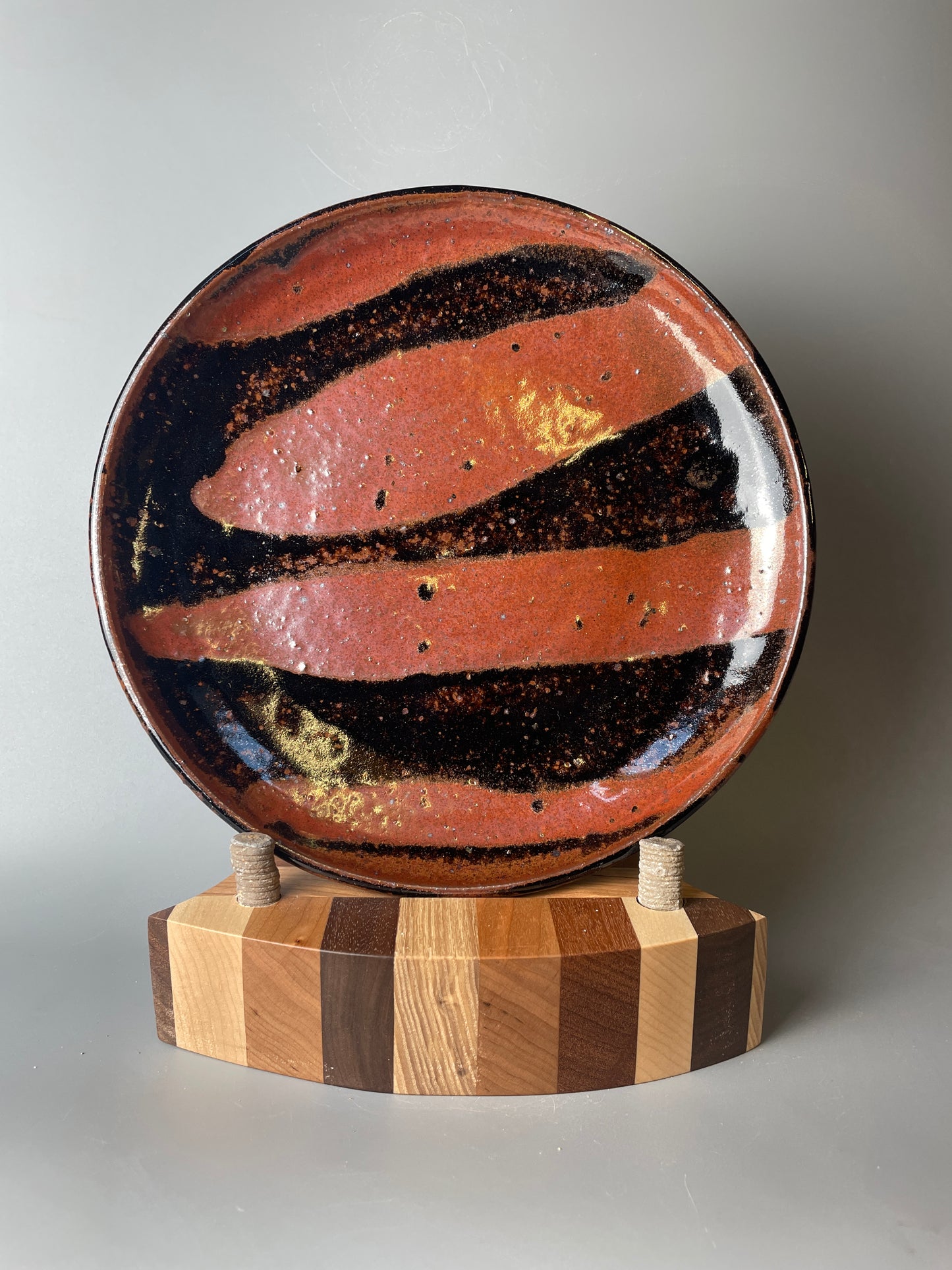 Medium plate, temmoku, kaki, T1520