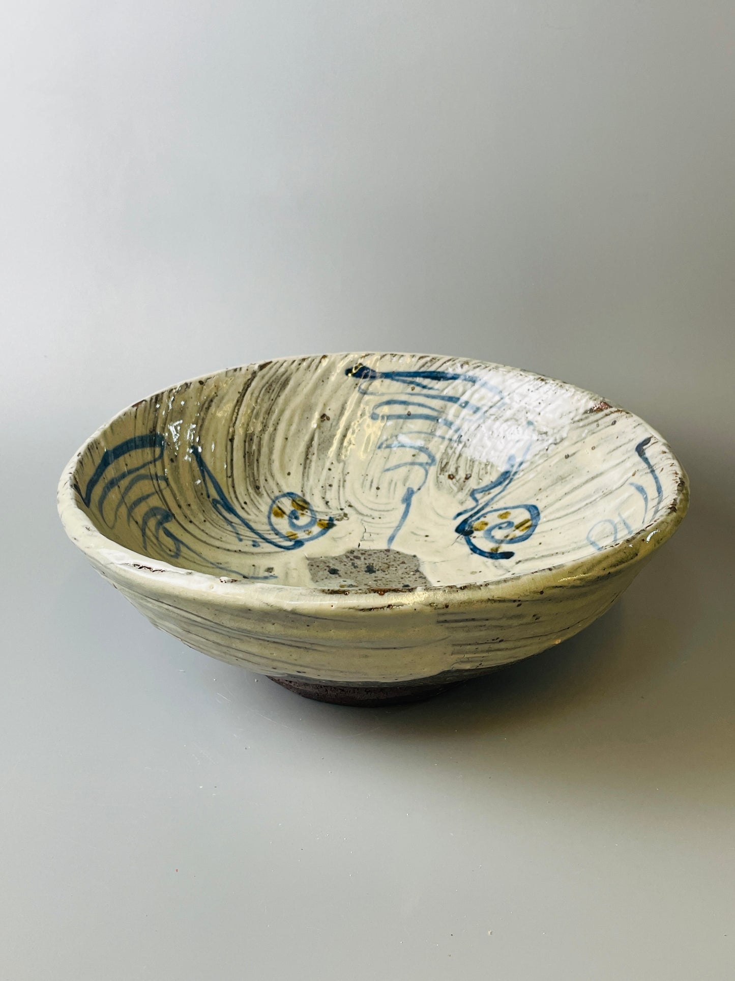 Large Bowl, hakeme, iron, cobalt, T614