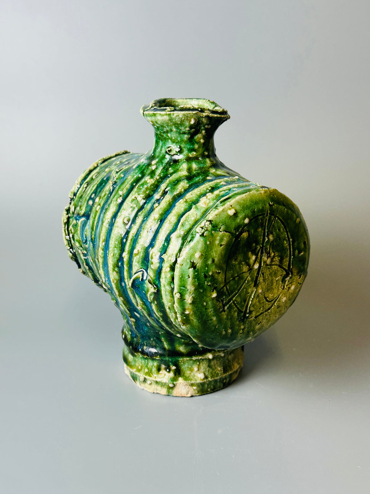 Shiga-Oribe hanaire flower vase A343