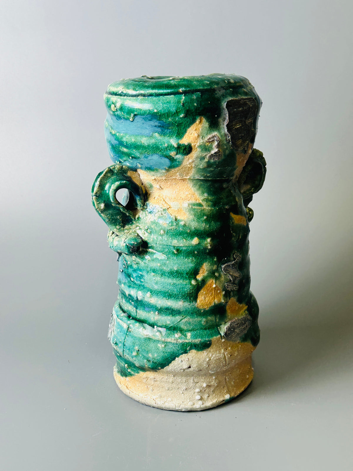 Shiga-Oribe hanaire flower vase A347