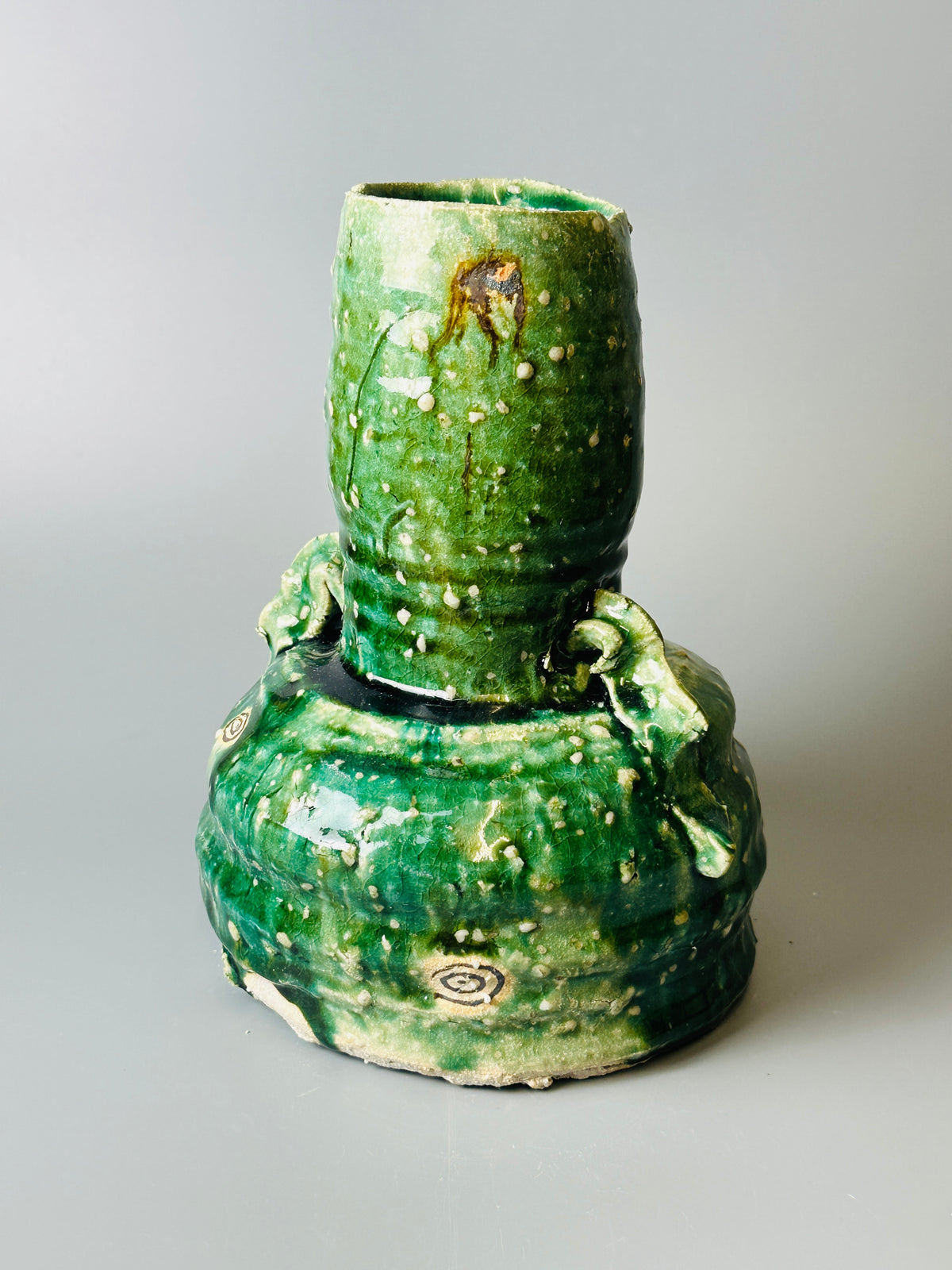 Shiga-Oribe hanaire flower vase A348