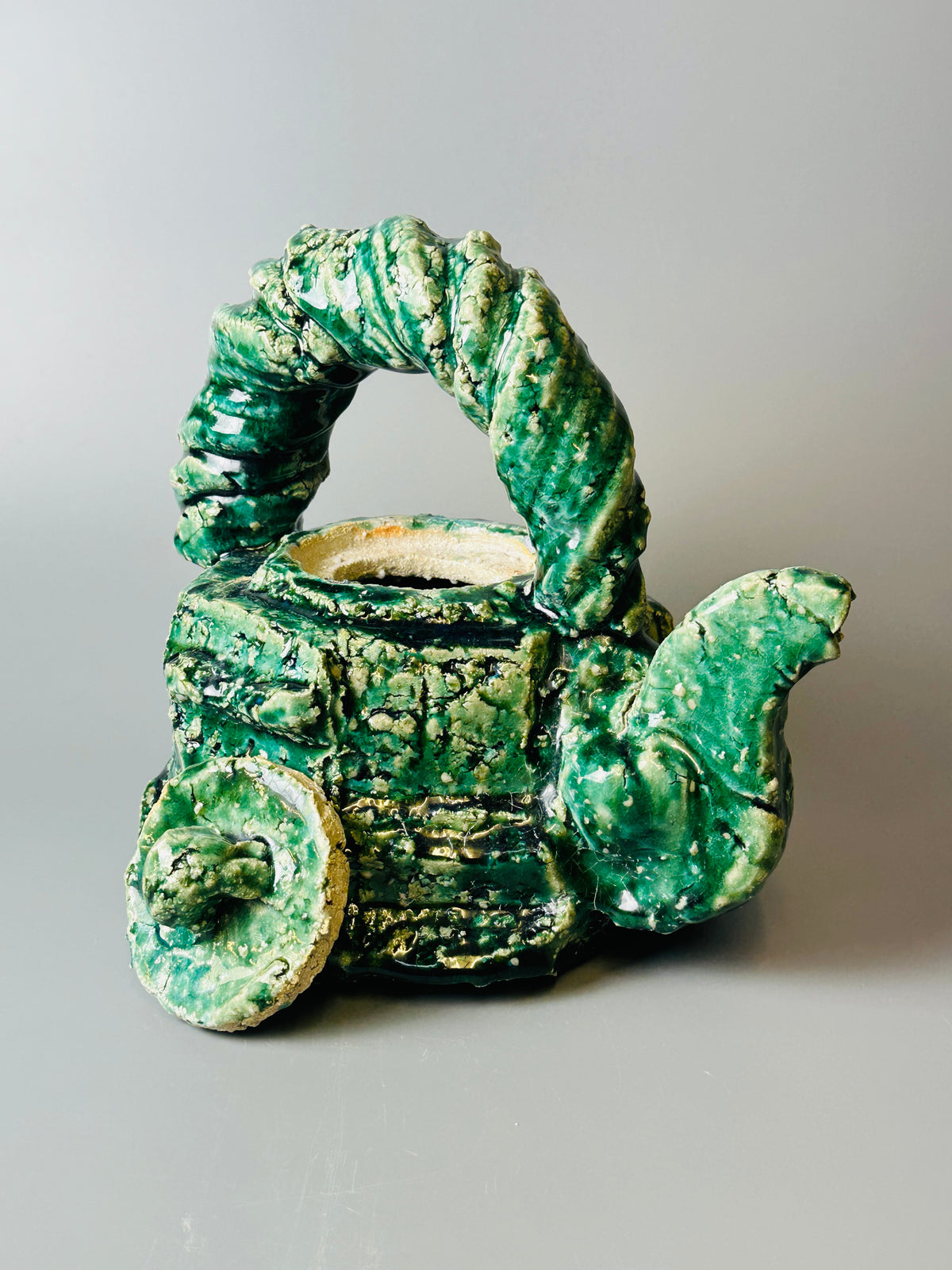Shiga-Oribe large cut-sided teapot A352