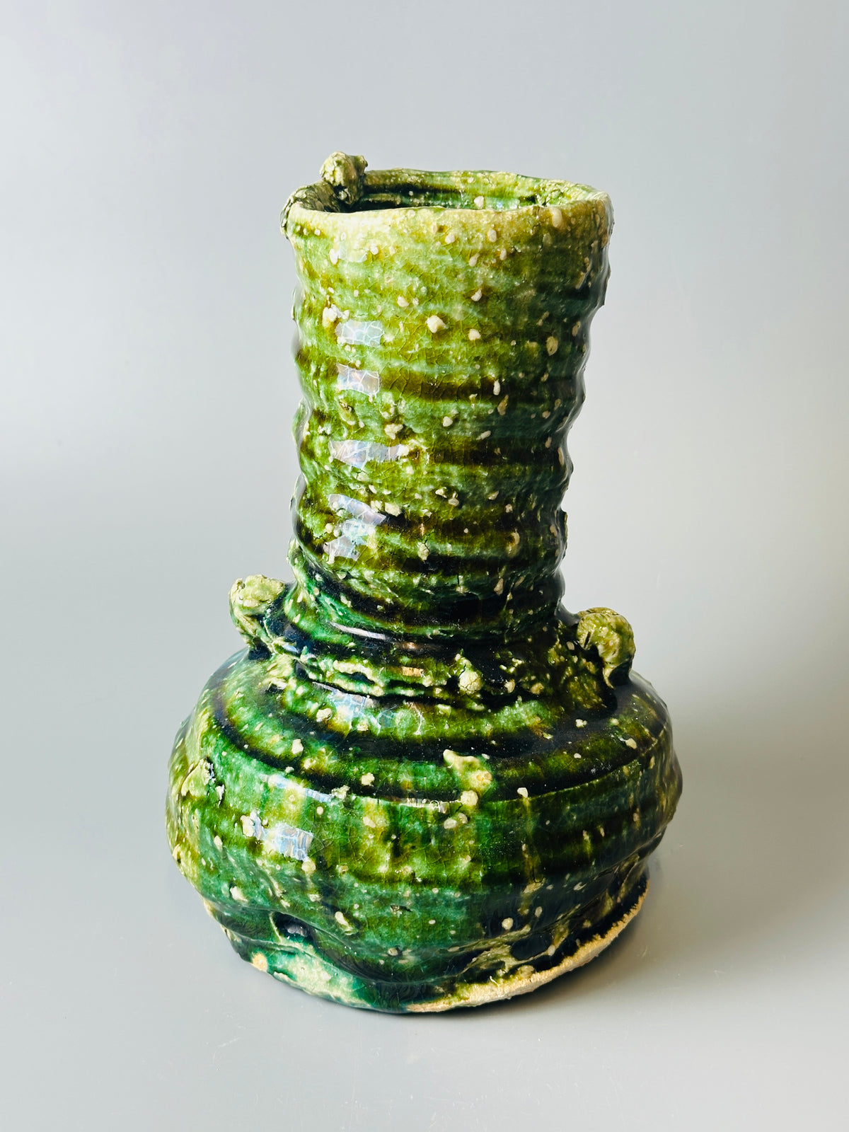 Shiga-Oribe hanaire flower vase A353