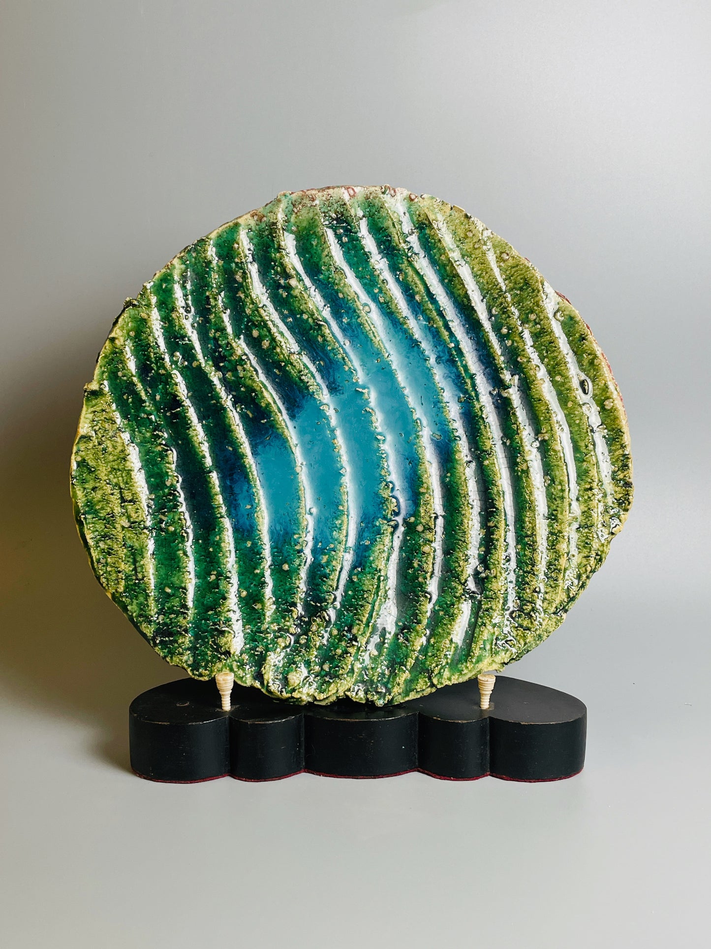Aaron Angell for Troy Town, an oribe plate, feldspathic inclusions, A060