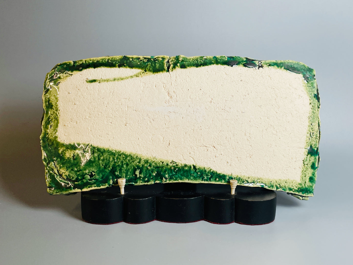 Aaron Angell for Troy Town, a square oribe plate, feldspathic inclusions, A073