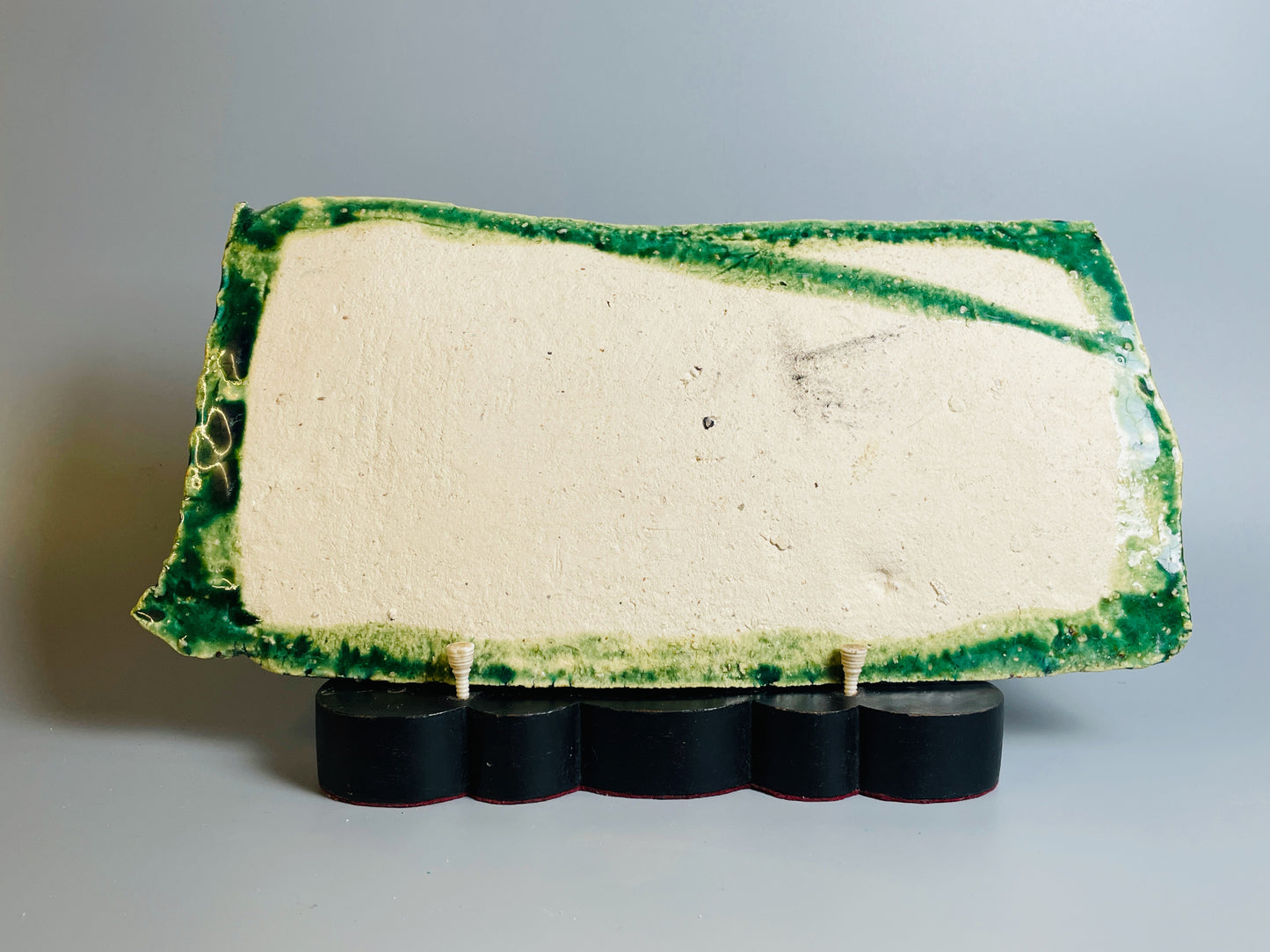 Aaron Angell for Troy Town, a square oribe plate, feldspathic inclusions, A075