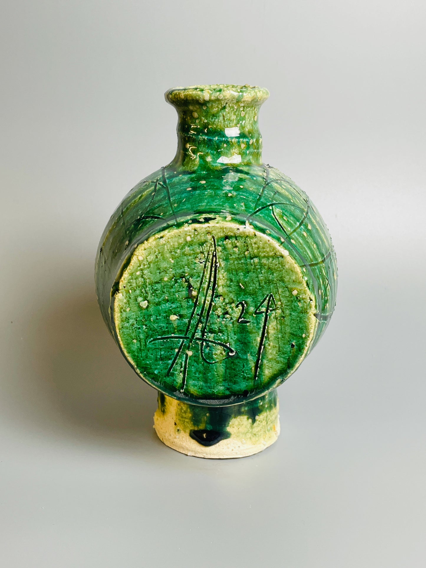 Aaron Angell for Troy Town, an oribe cocoon vase, feldspathic inclusions A002