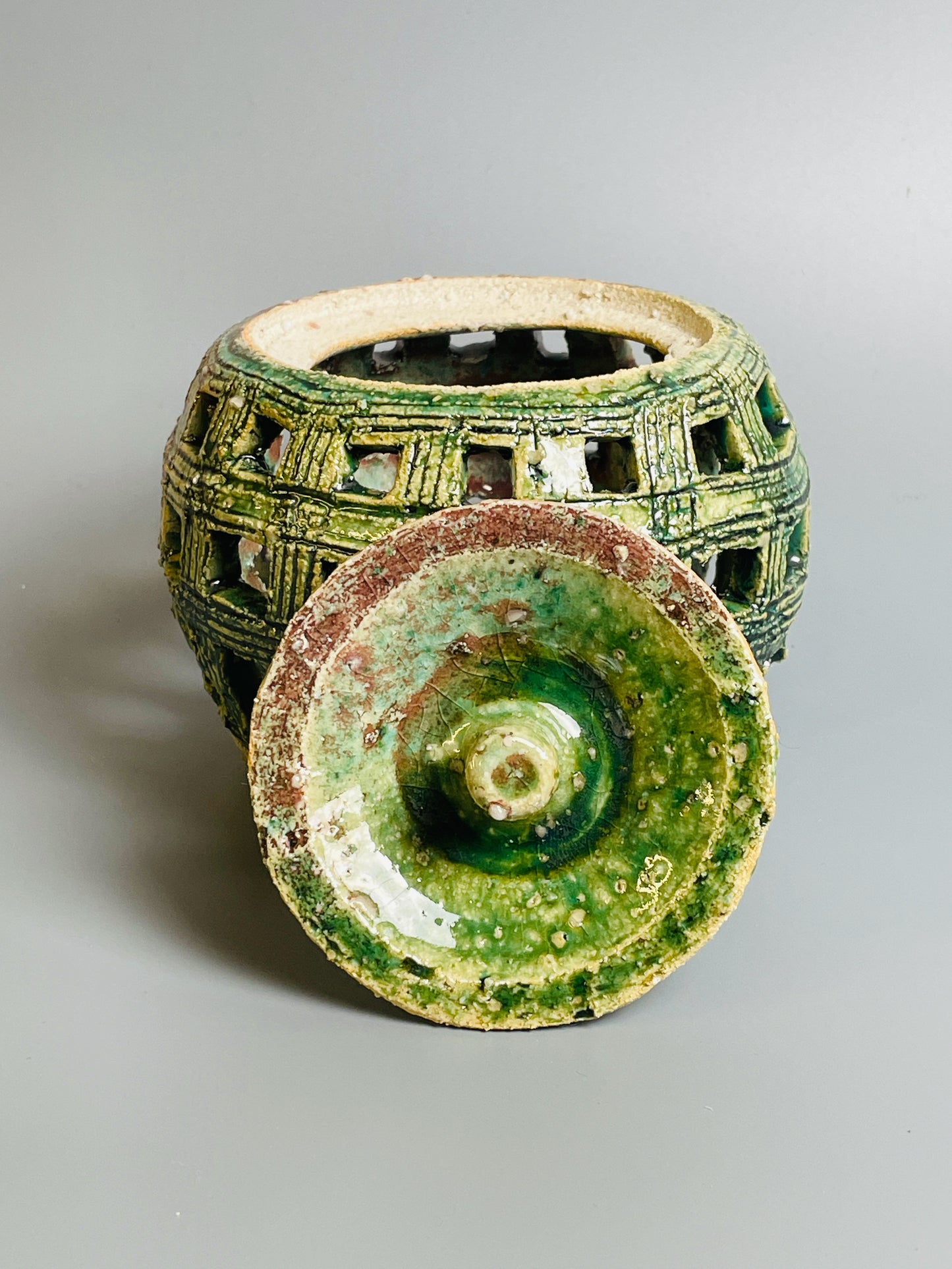 Aaron Angell for Troy Town, an oribe censer for incense, feldspathic inclusions, A044