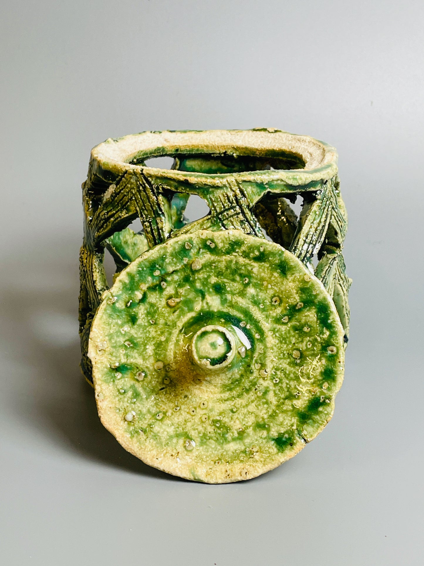 Aaron Angell for Troy Town, an oribe censer for incense, feldspathic inclusions, A048