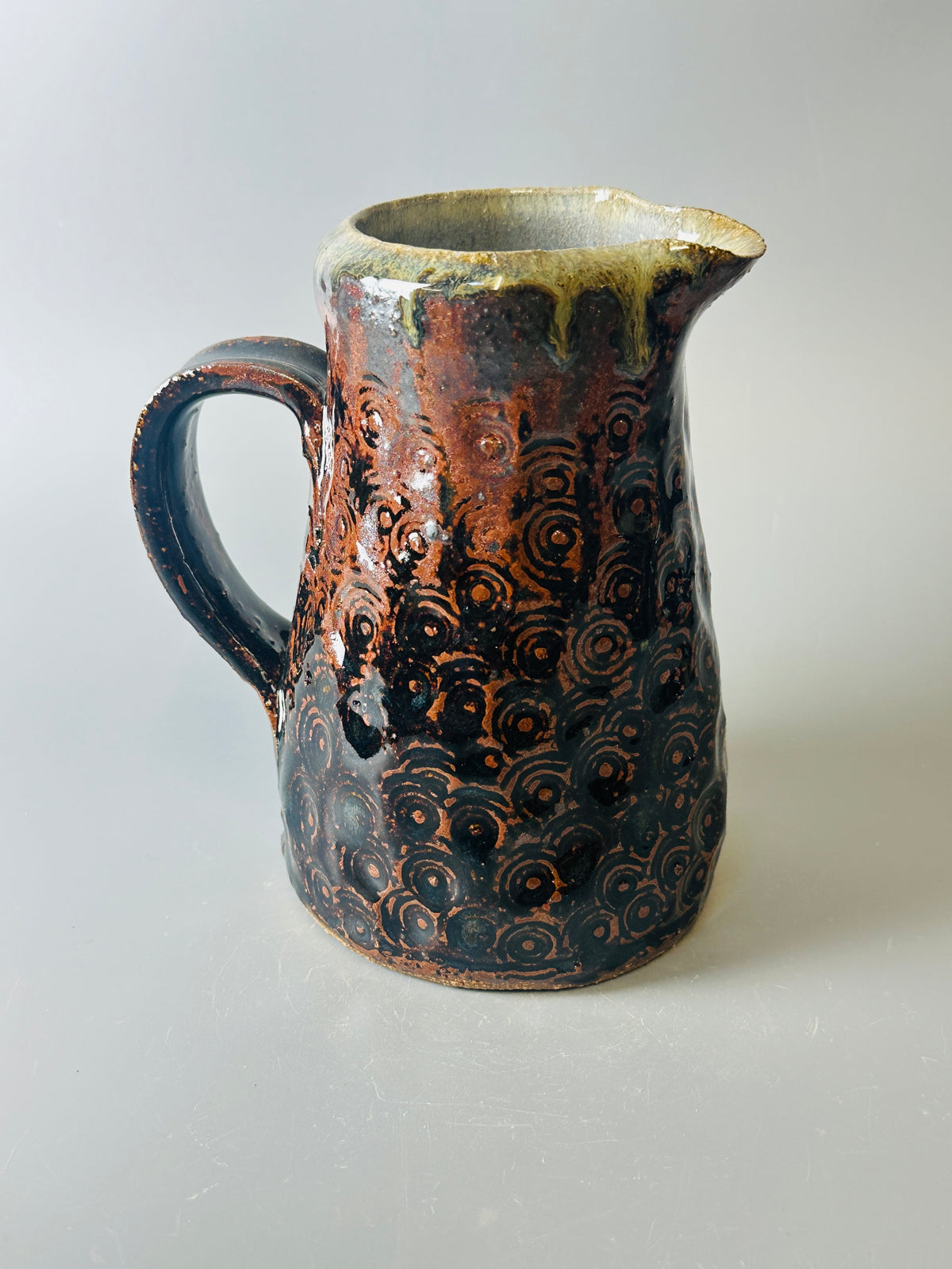 Small jug, stamped, temmoku, nuka T1757