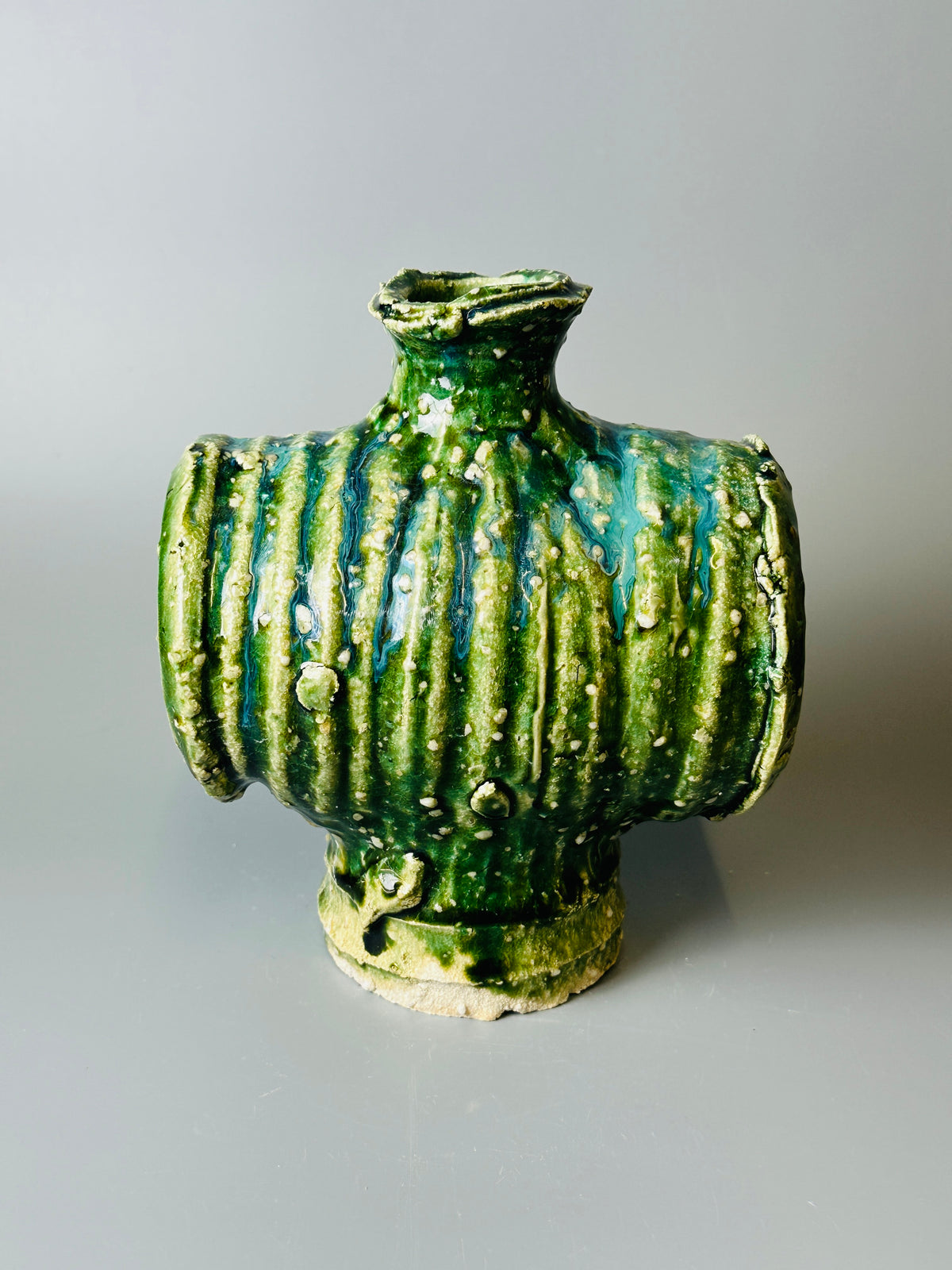 Shiga-Oribe hanaire flower vase A343