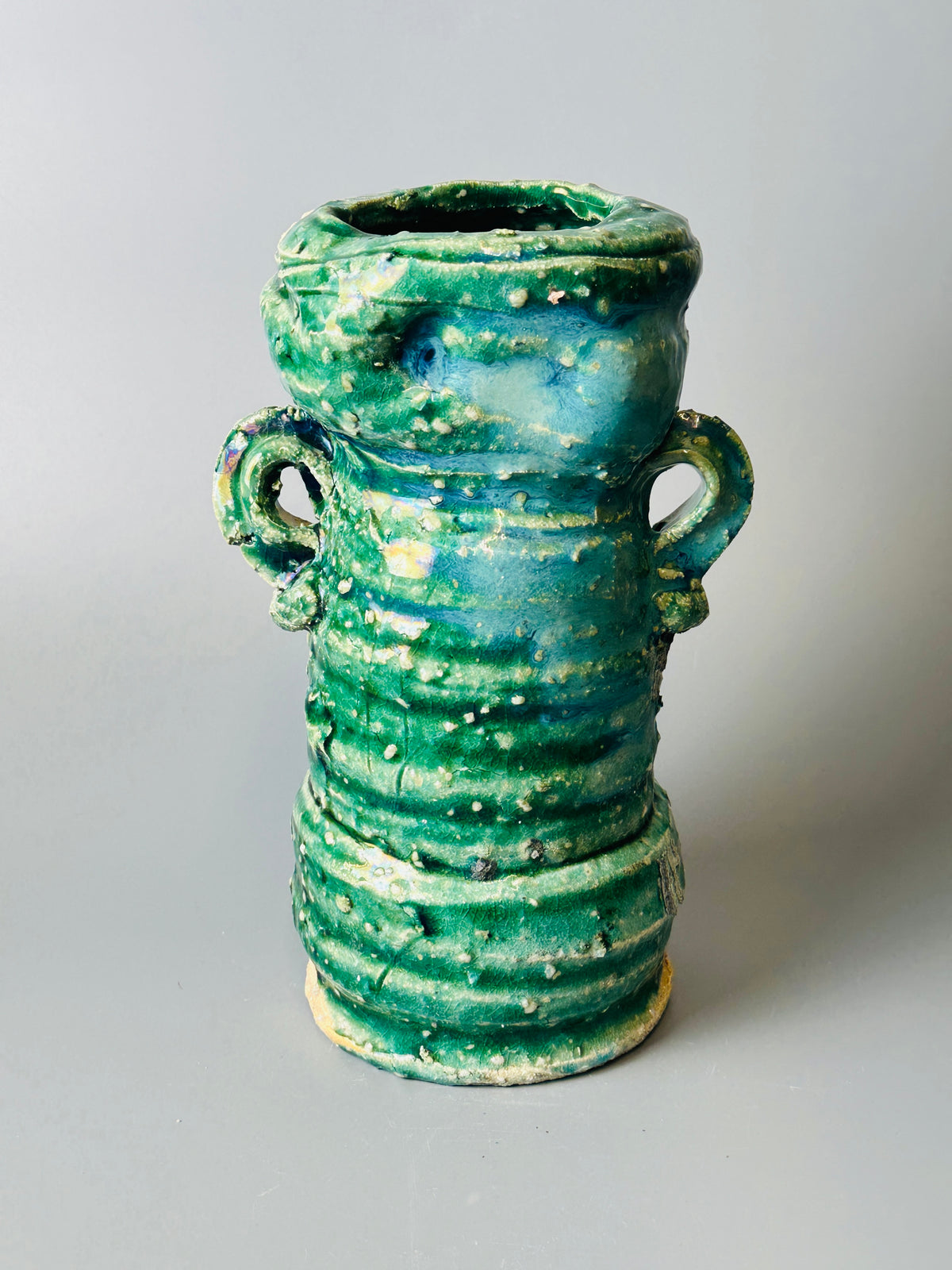Shiga-Oribe hanaire flower vase A347