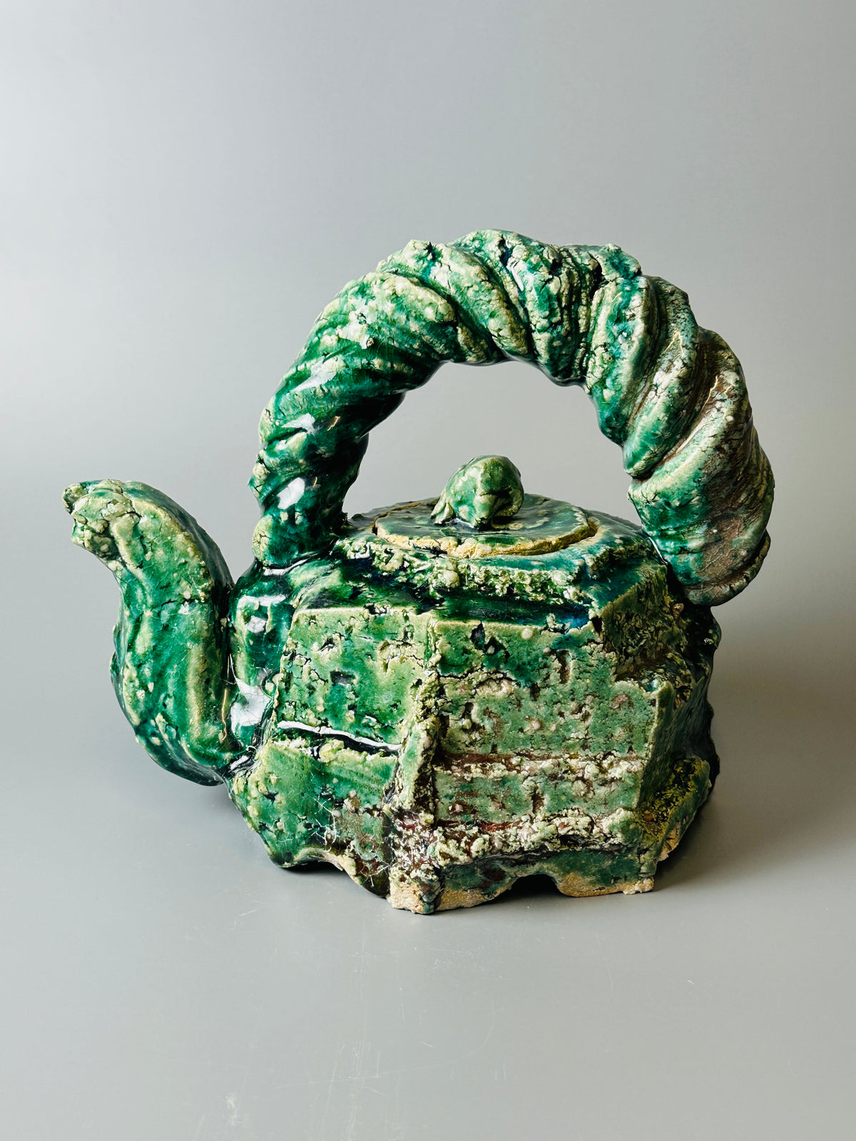 Shiga-Oribe large cut-sided teapot A352