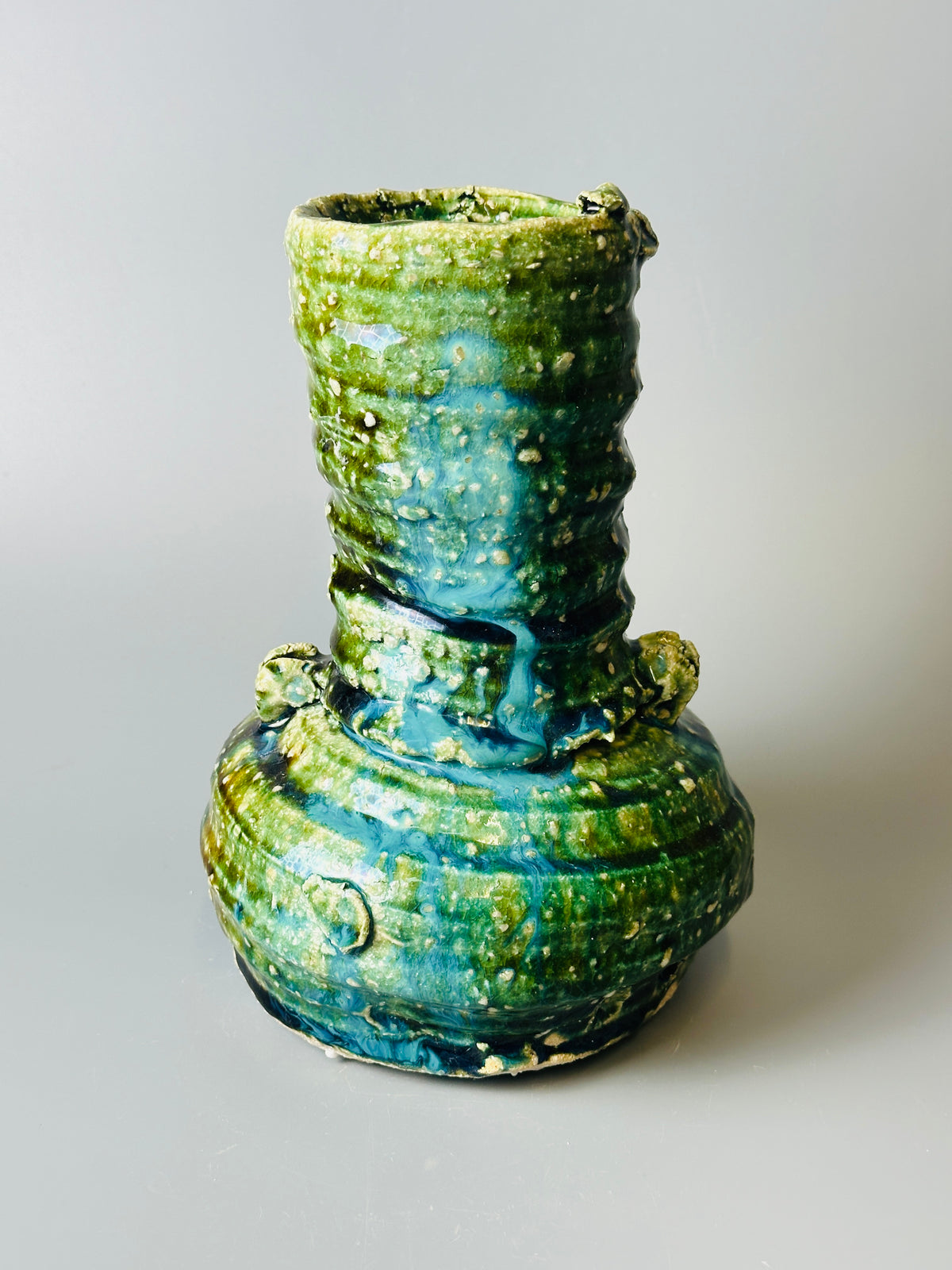 Shiga-Oribe hanaire flower vase A353