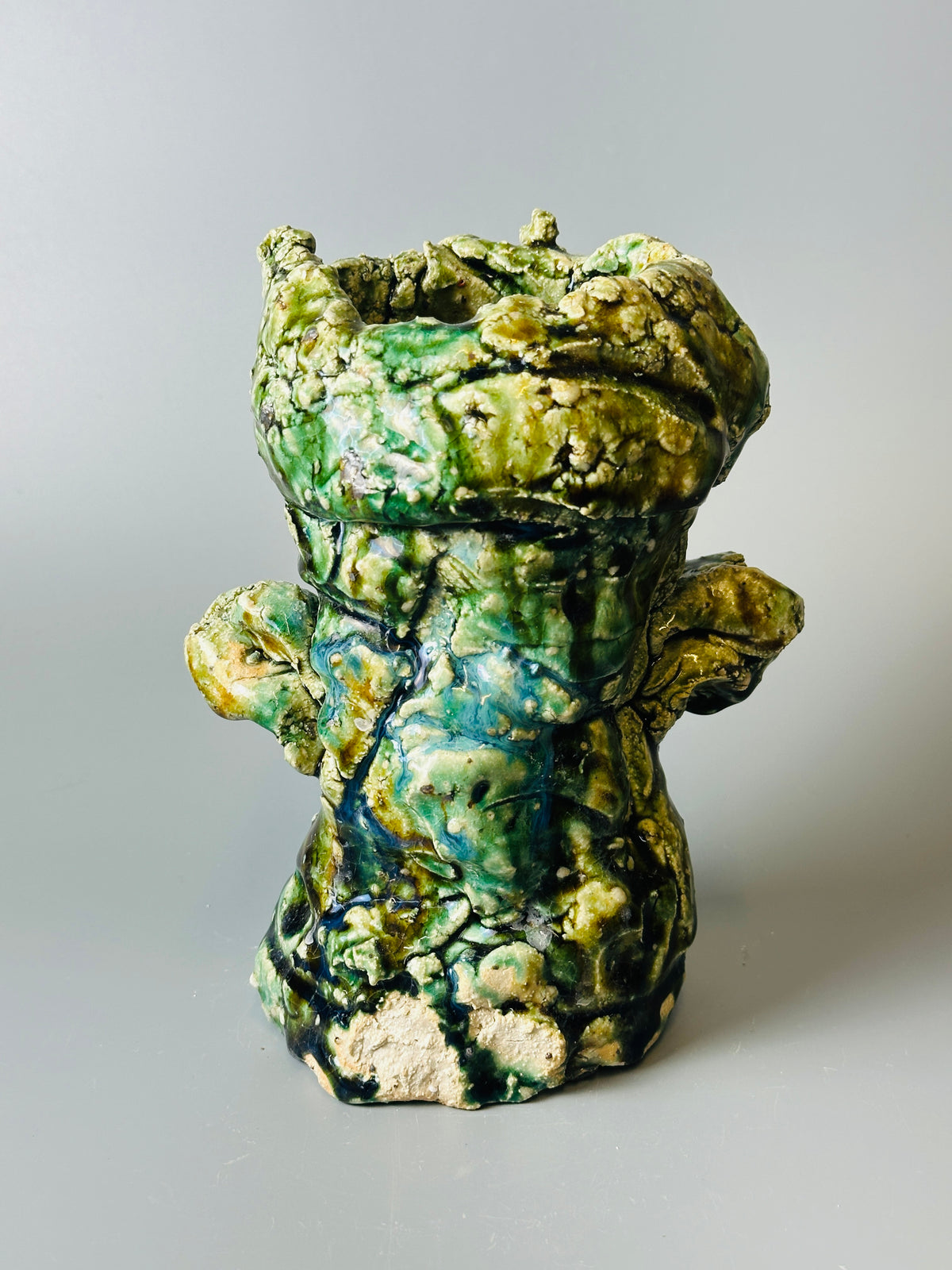 Shiga-Oribe hanaire flower vase A354