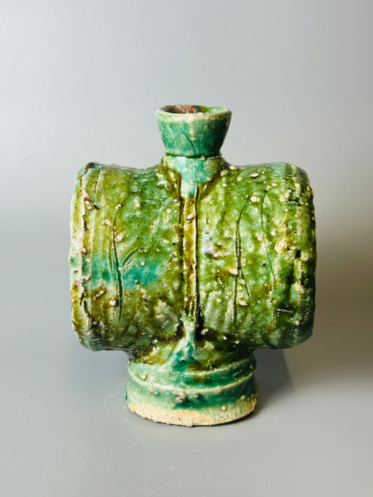 Shiga-Oribe hanaire cocoon flower vase A358
