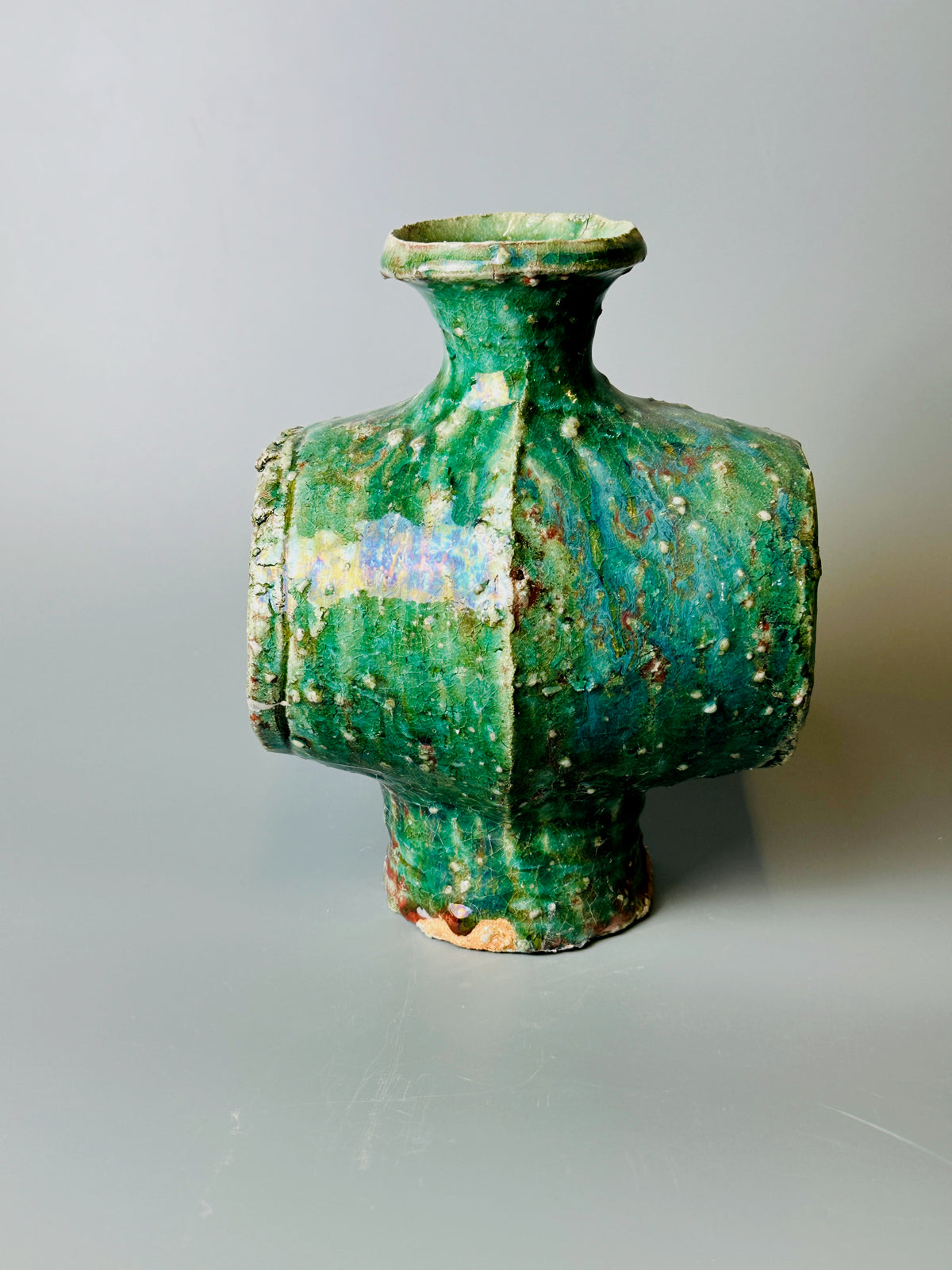 Shiga-Oribe Cocoon Hanaire flower vase A262