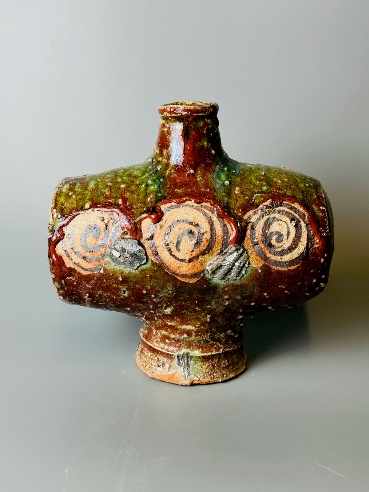 Shiga-Oribe Cocoon Hanaire flower vase