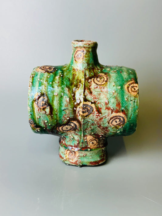 Shiga-Oribe Cocoon Hanaire flower vase A268