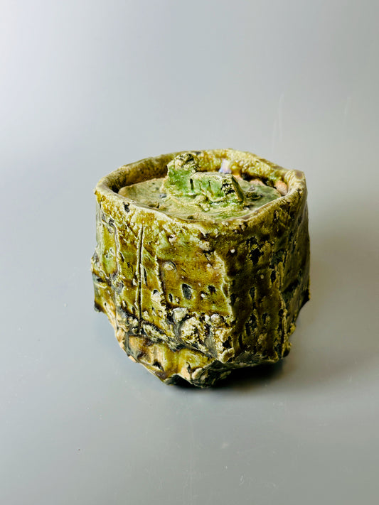 Shiga-Oribe lidded incense burner for cones A281