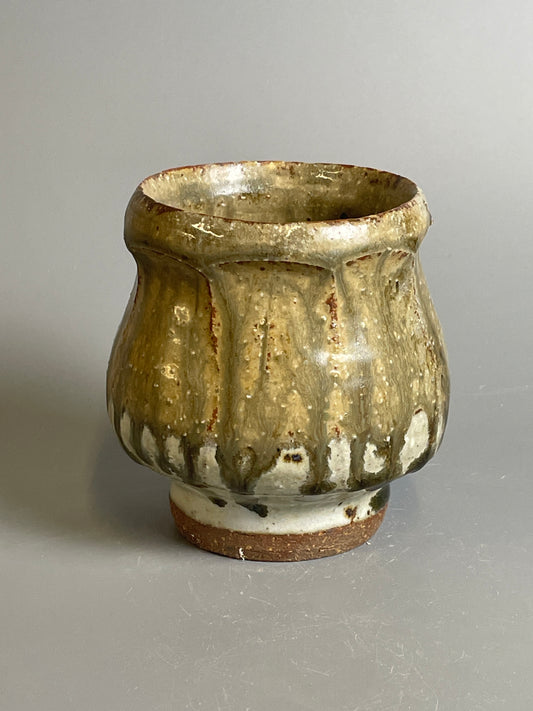 Yunomi, faceted, ash, nuka, T1037