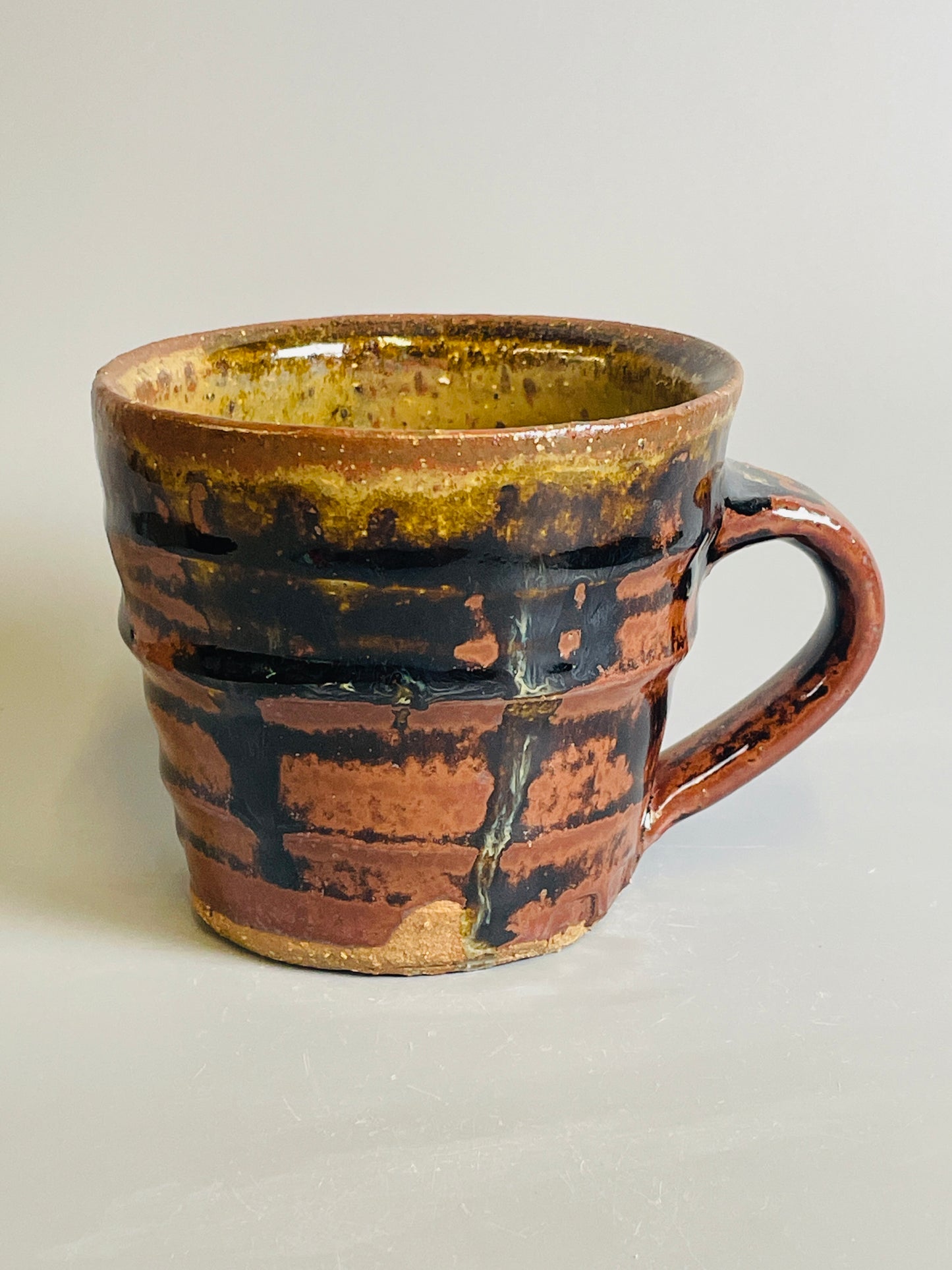 Mug, temmoku, ash, T1122