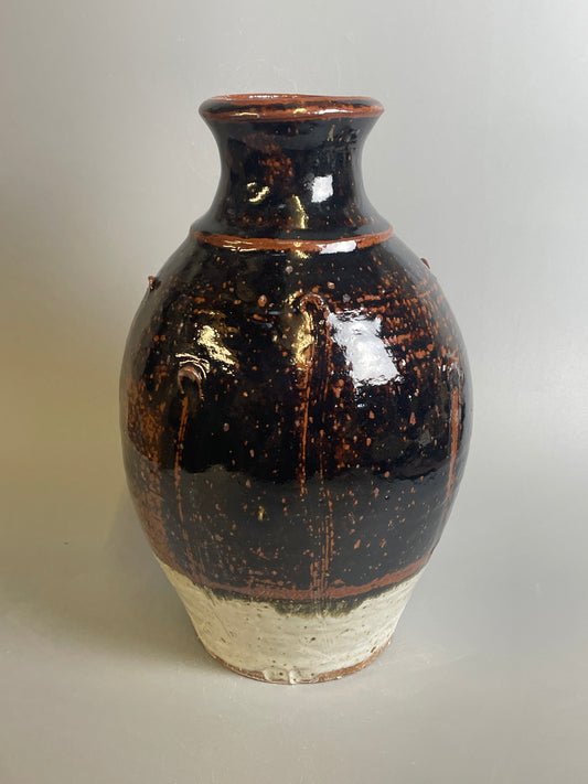 Large bottle vase, temmoku, nuka, T1190