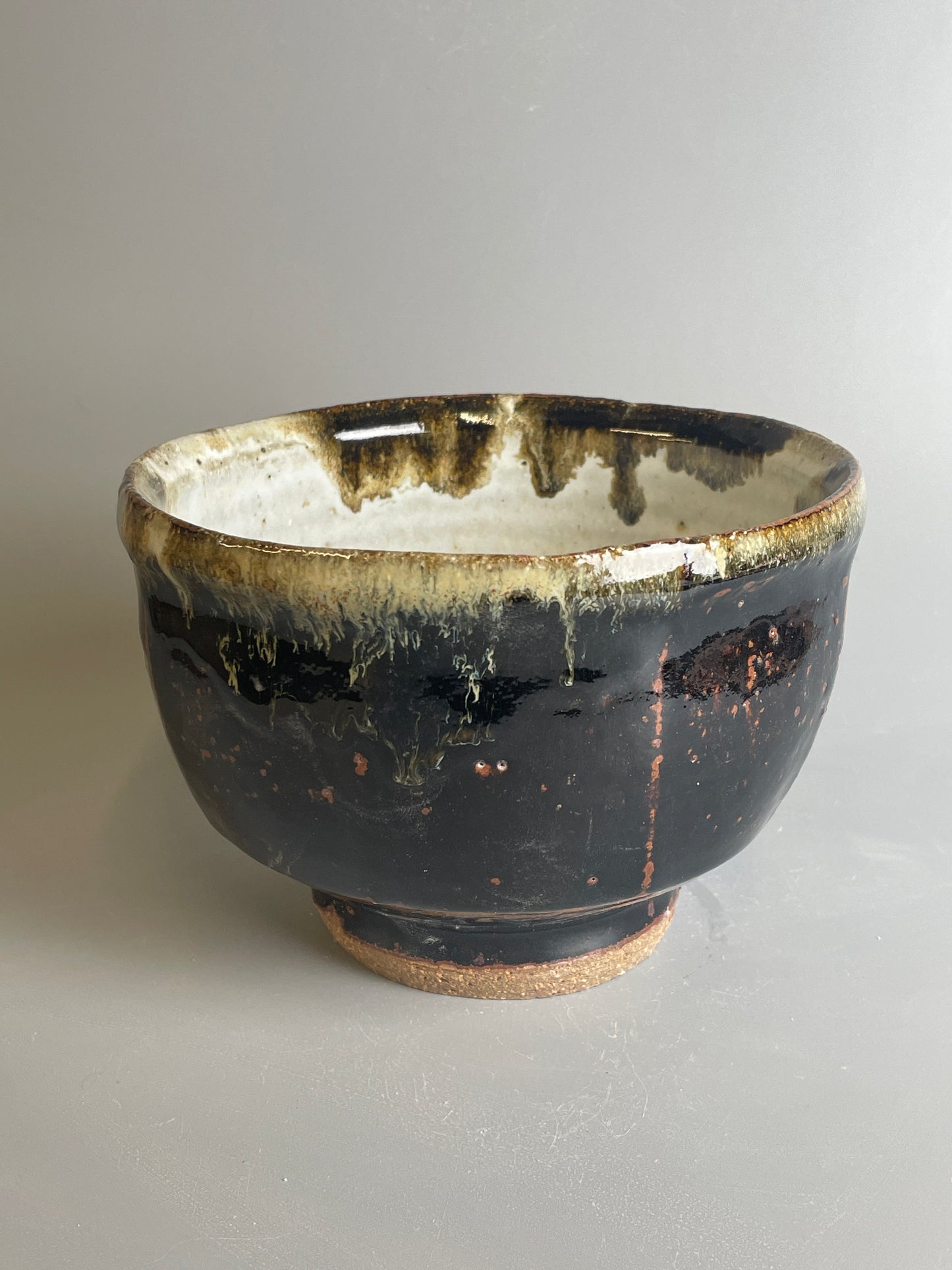 Bowl, faceted, nuka, temmoku, T1233