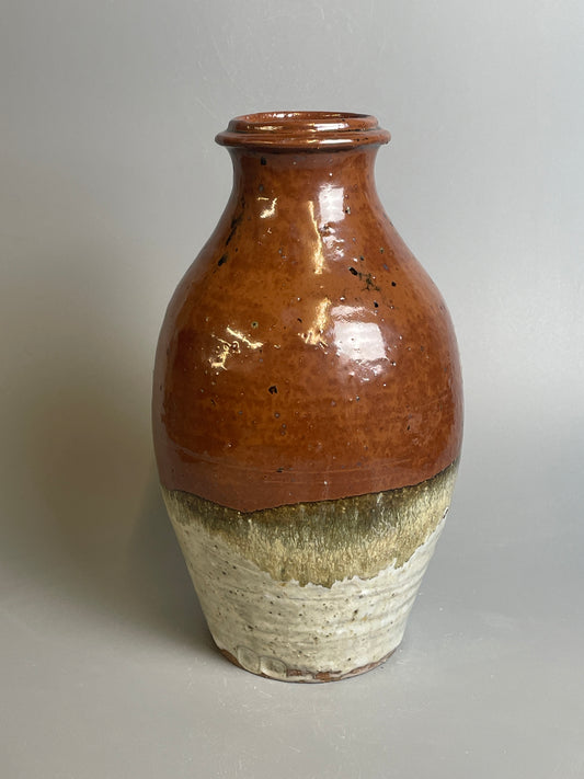 Medium bottle vase, kaki, temmoku, T1268
