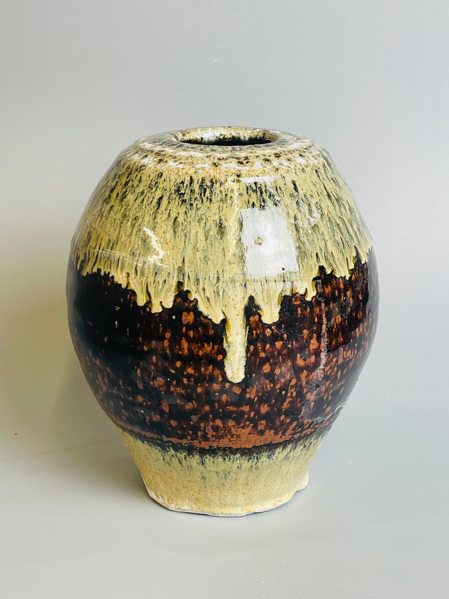 medium bottle vase, temmoku, nuka, T1273