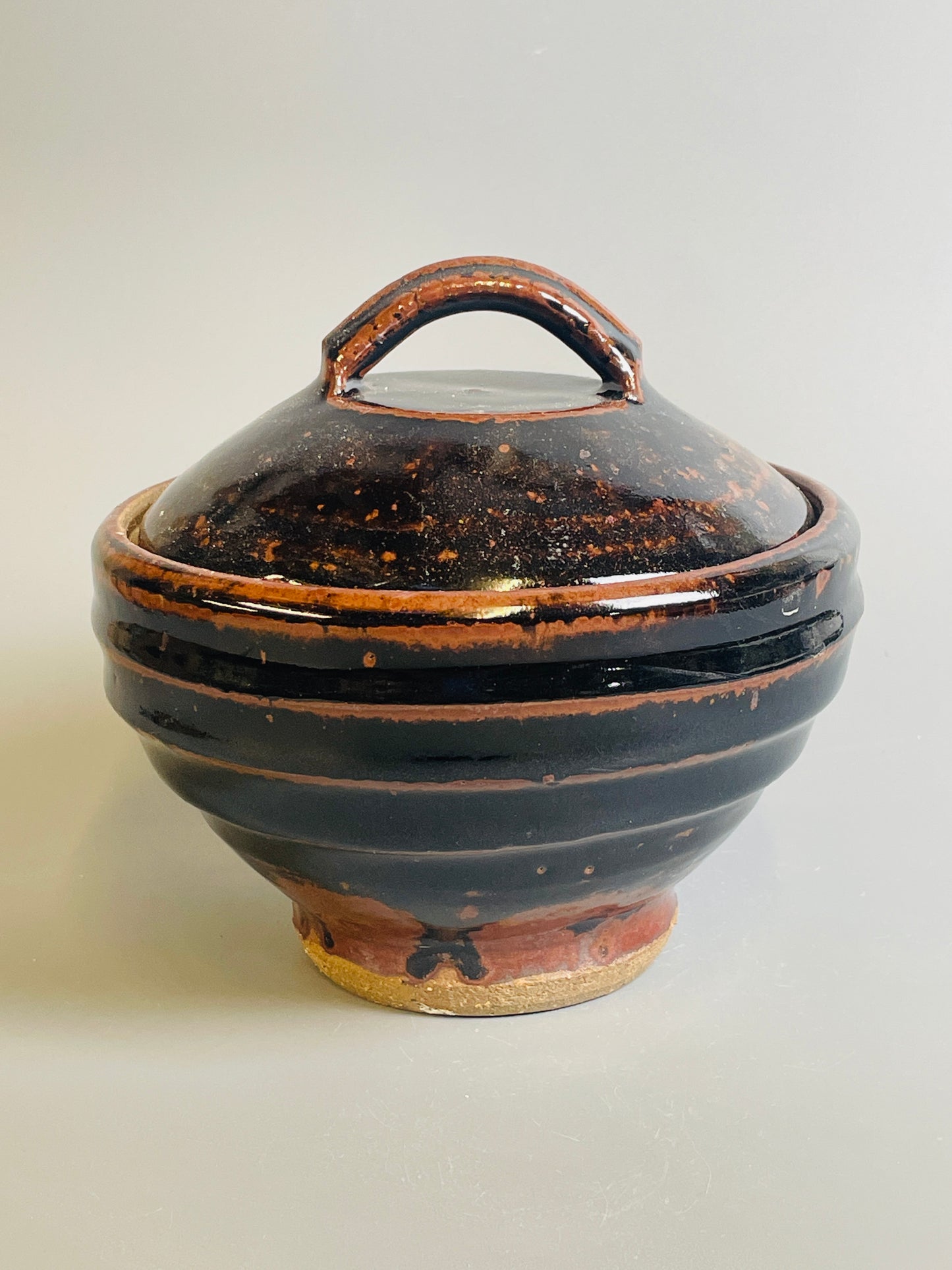 Bowl and cover, temmoku, T1300
