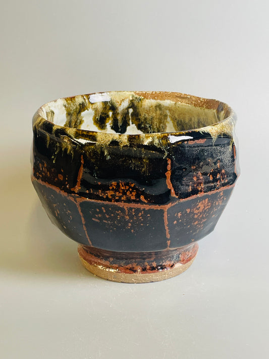 Bowl, faceted, temmoku, nuka, T1303