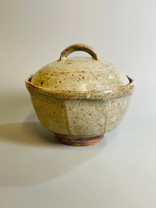 Bowl and cover, shino, T1319