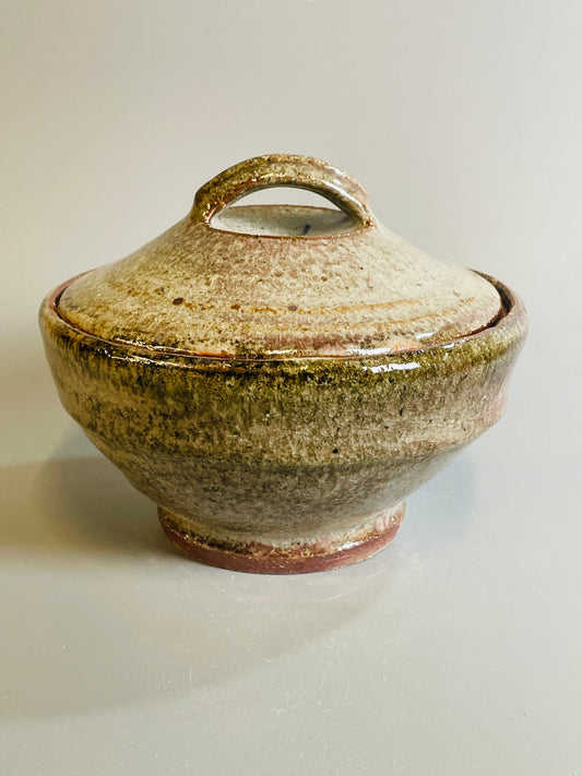 Bowl and cover, shino, T1323