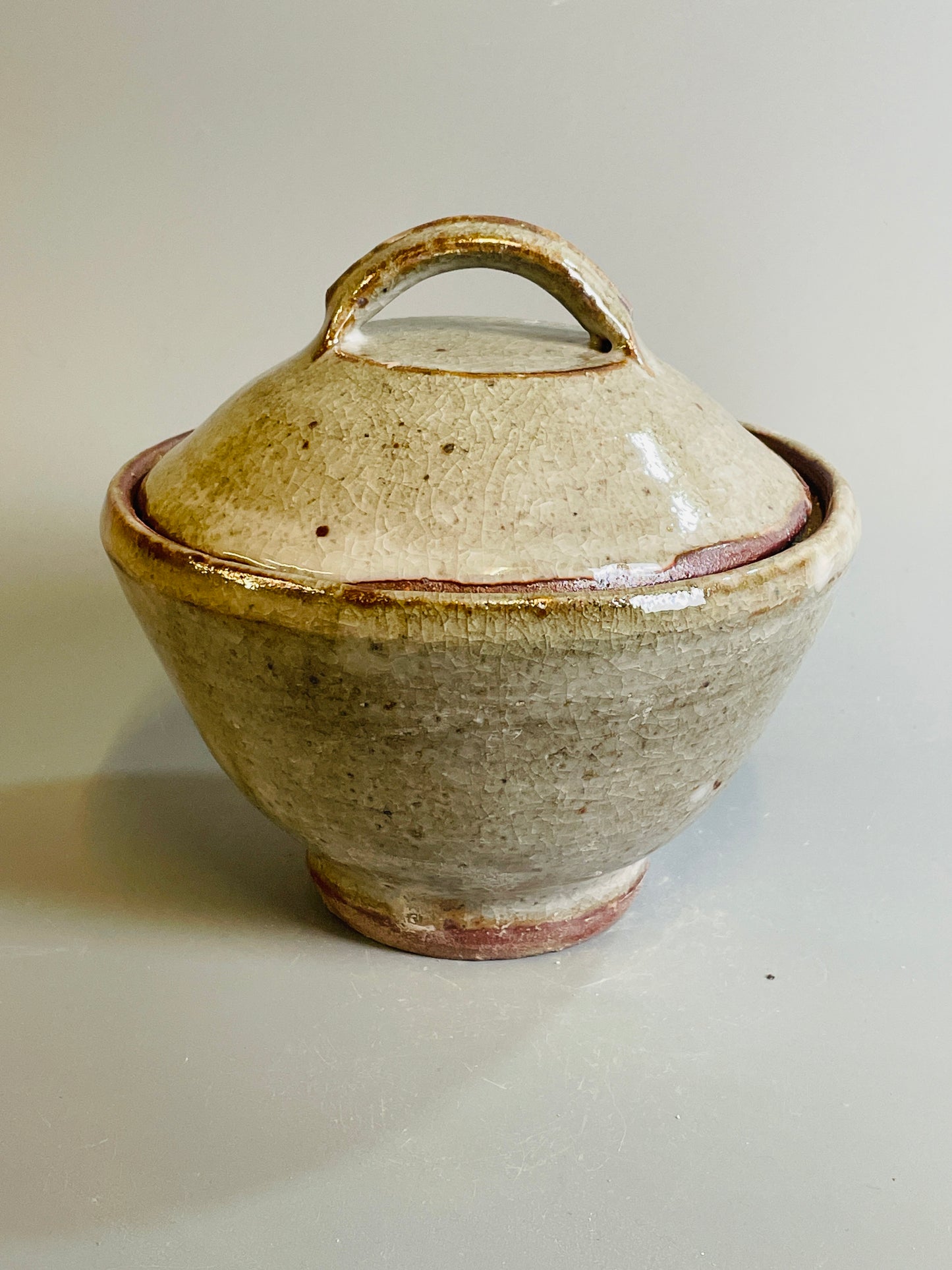 Bowl and cover, shino, T1326