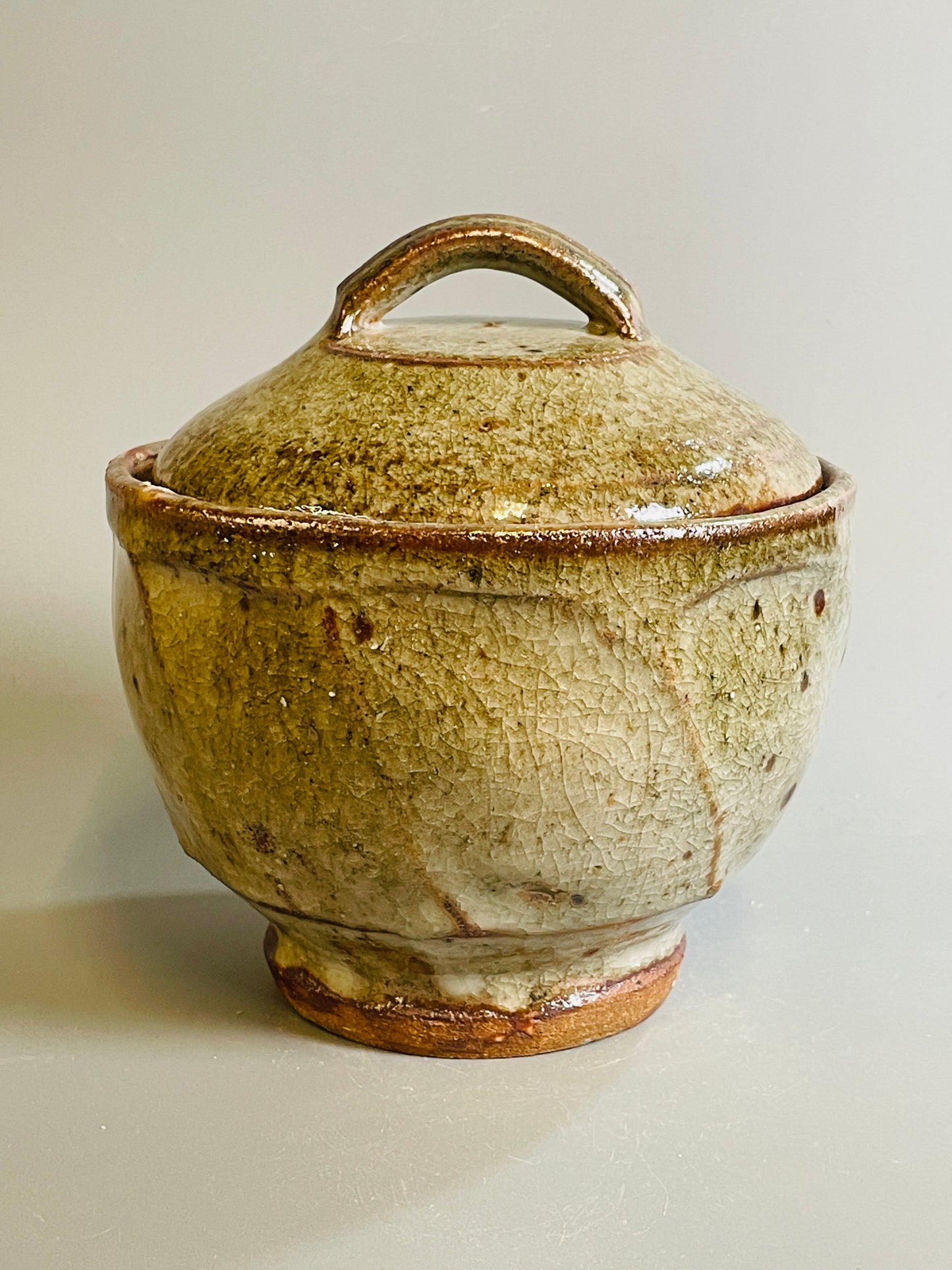 Bowl and cover, shino, T1332