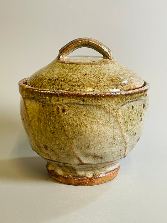 Bowl and cover, shino, T1332